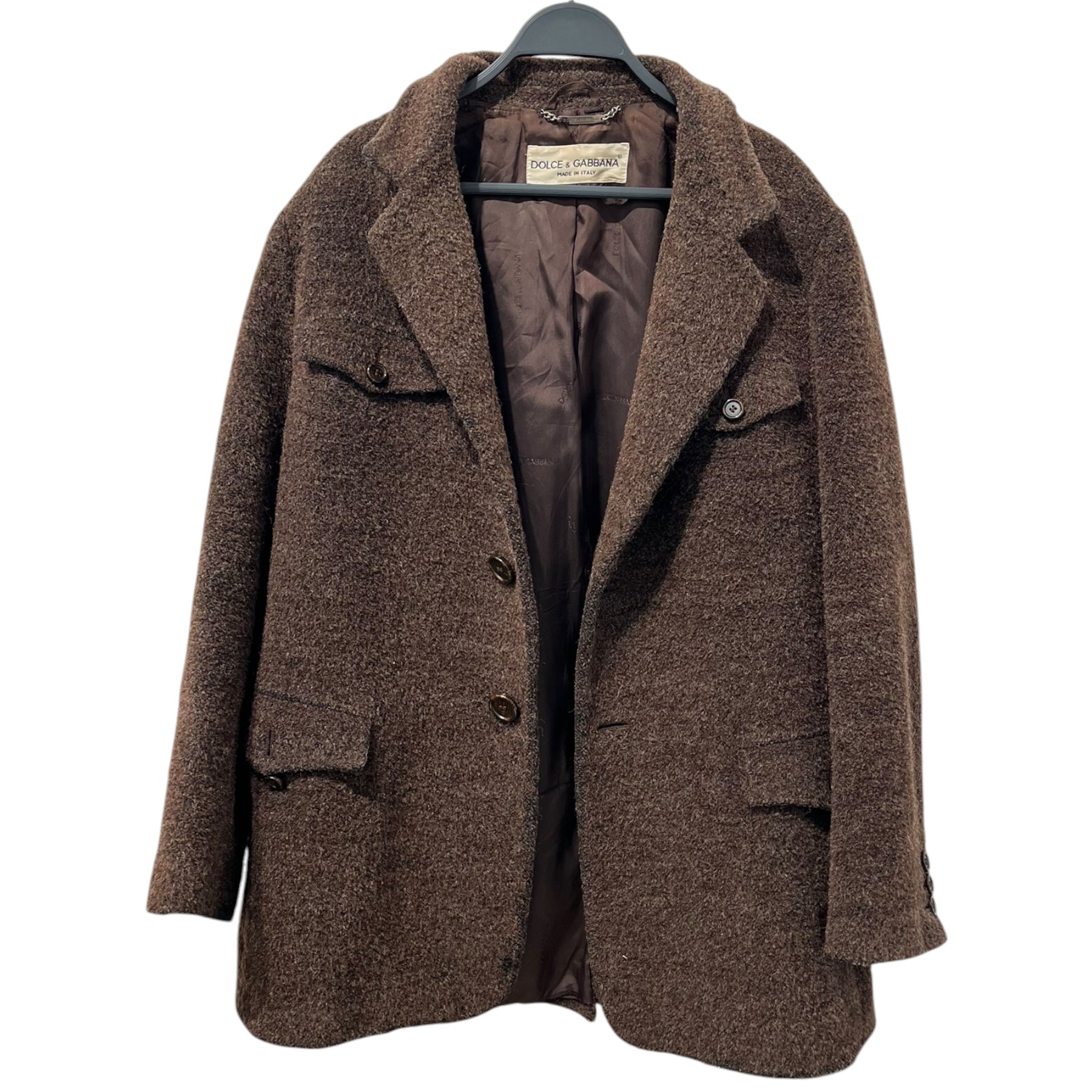 Vintage/DOLCE&GABBANA/Jacket/48/BRW/FRONT FLAP POCKET TEXTURED JKT
