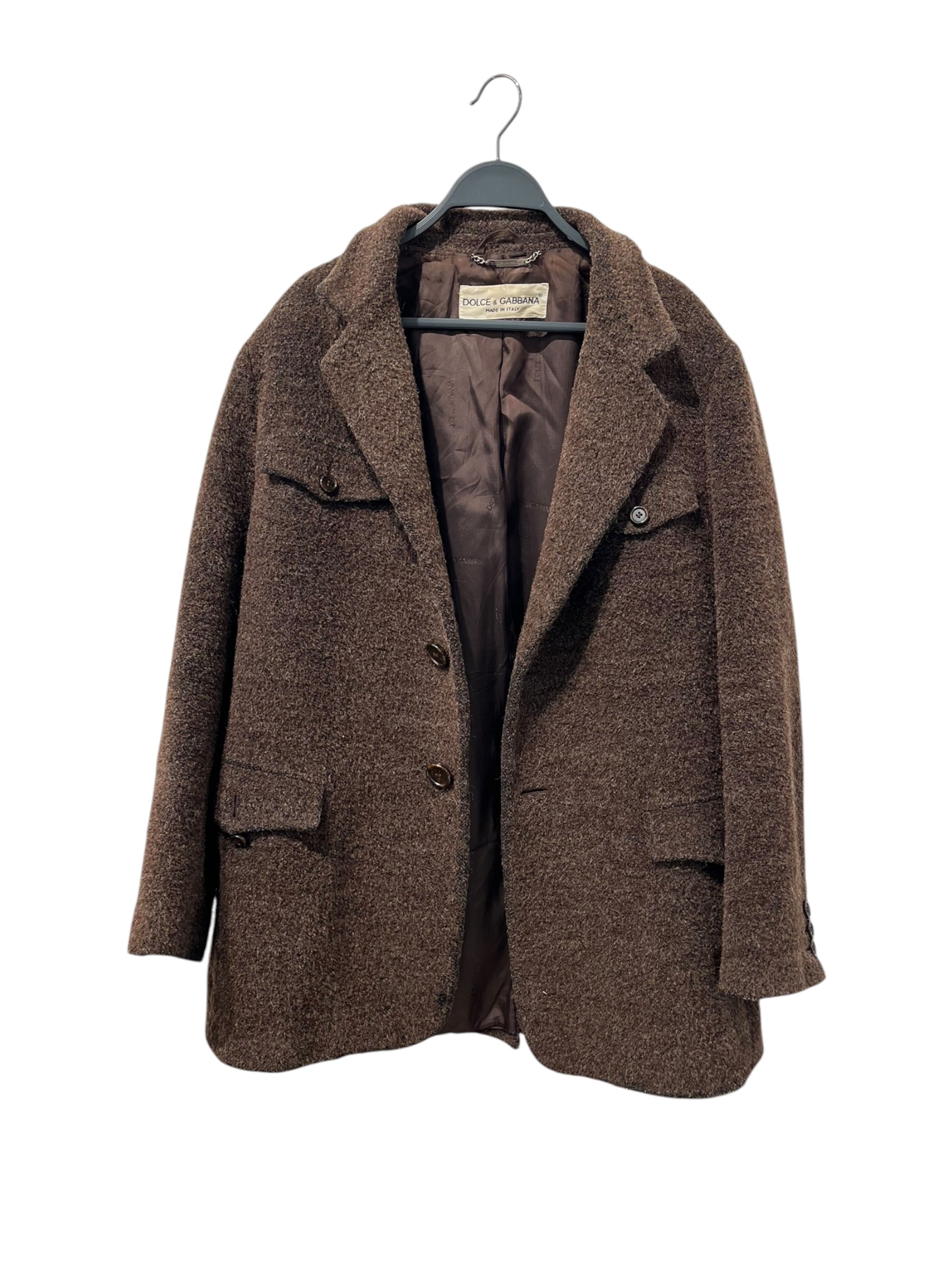 Vintage/DOLCE&GABBANA/Jacket/48/BRW/FRONT FLAP POCKET TEXTURED JKT view 1