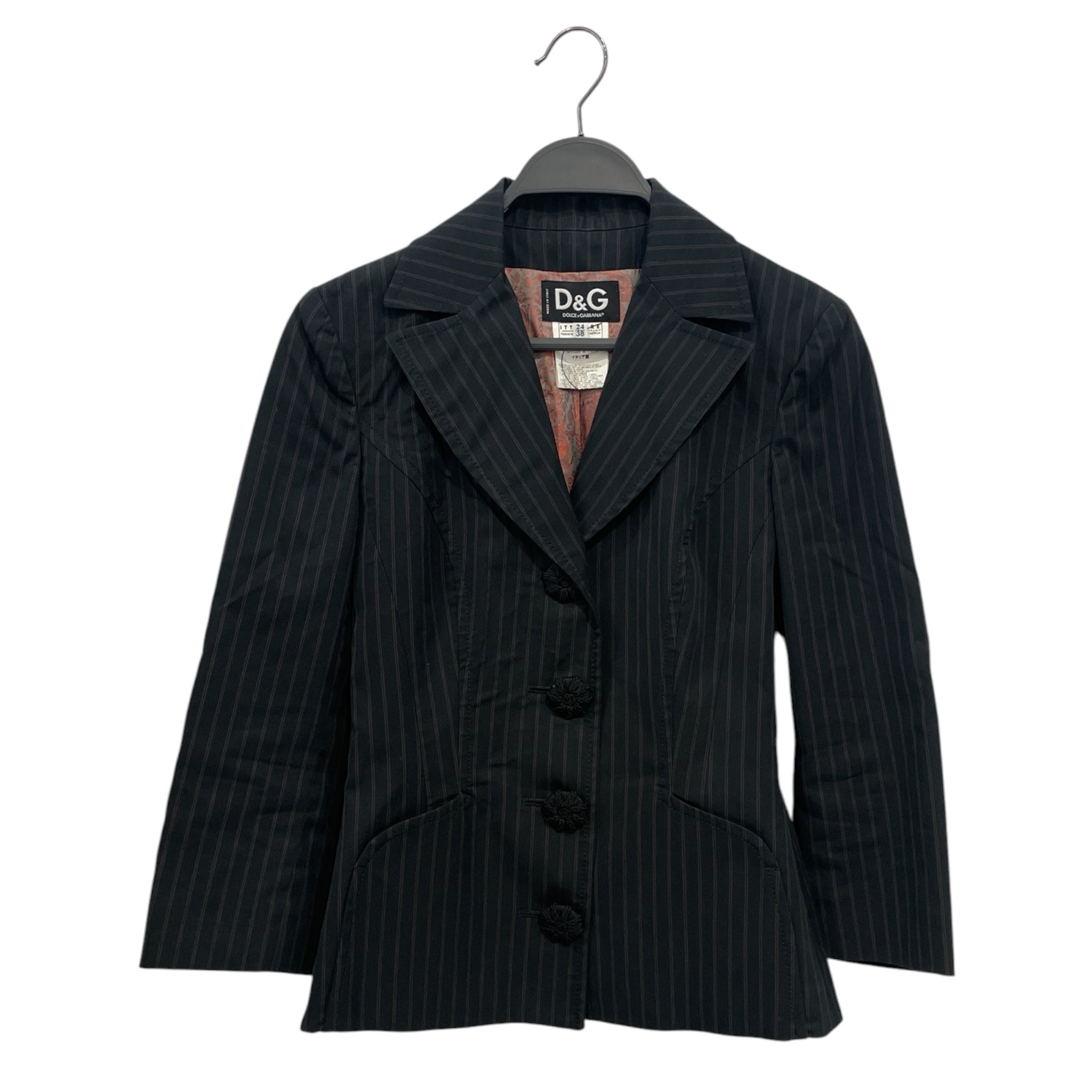D&G/Suits/36/Stripe/Cotton/BLK/STRIPE BLK FLORAL BUTTONS view 1