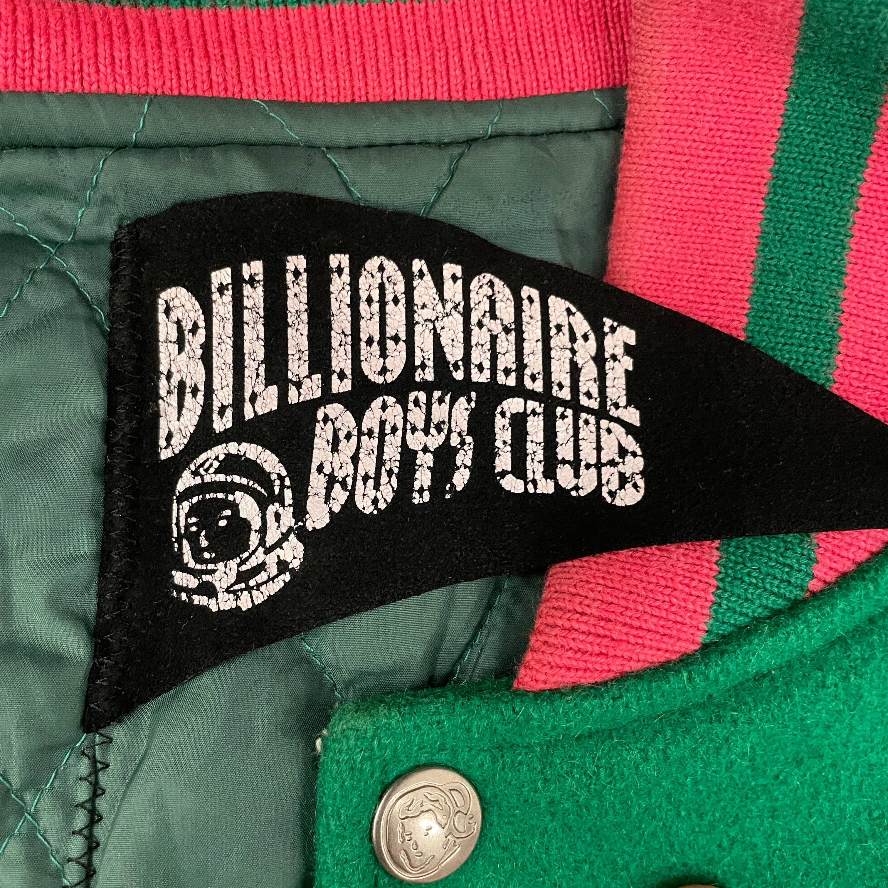 BILLIONAIRE BOYS CLUB/Baseball Jkt/L/Wool/GRN/VINTAGE PINK TRIM VARSITY view 4