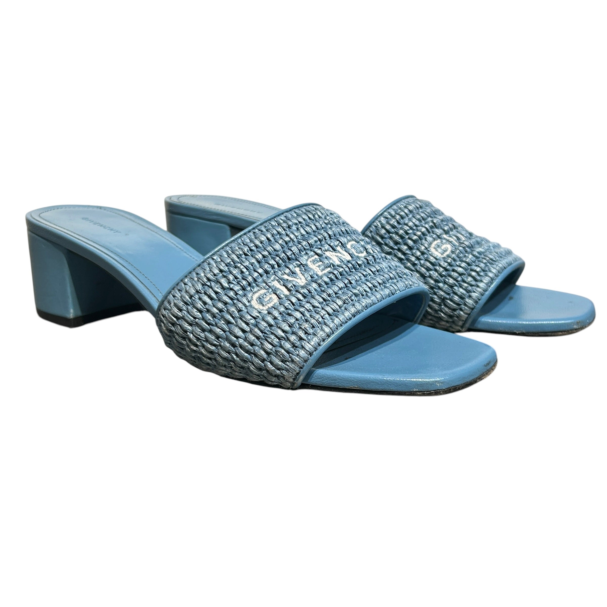 GIVENCHY/Heels/US 7/Leather/BLU/raffia view 1