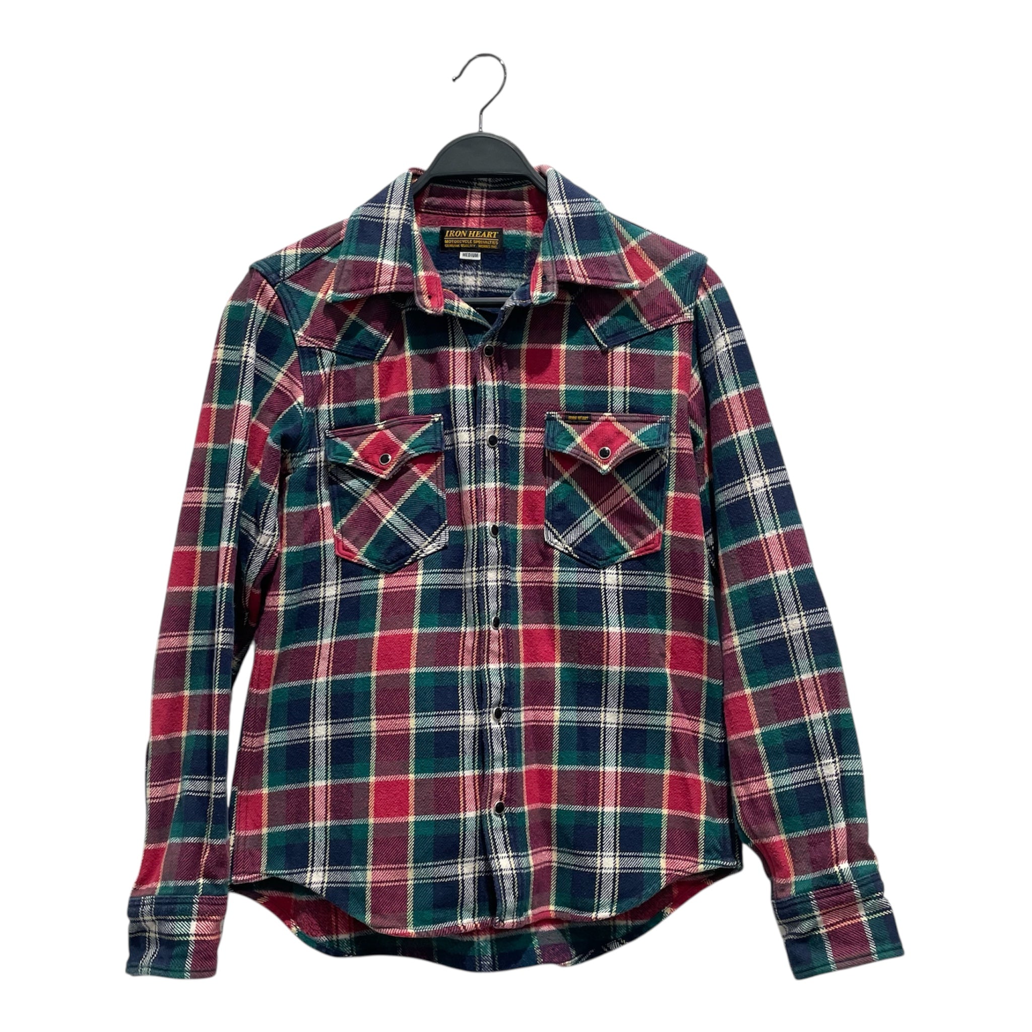 IRON HEART/Flannel Shirt/M/Cotton/PNK/ view 1