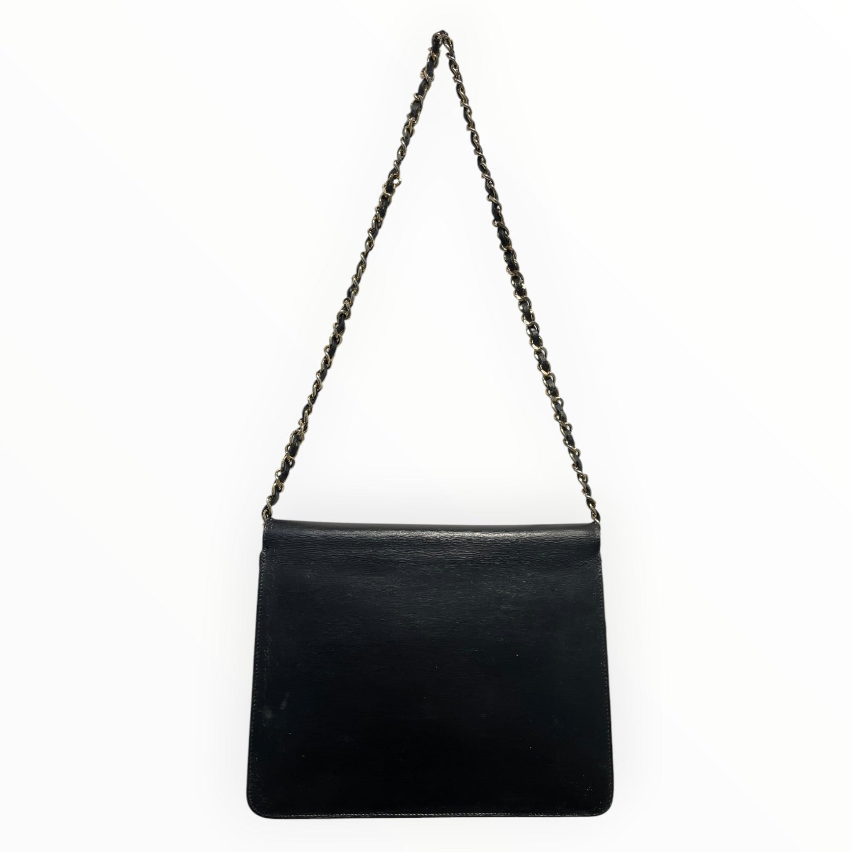 CHANEL/Vintage/Hand Bag/Leather/BLK/Single Flap Gold Hardware view 2