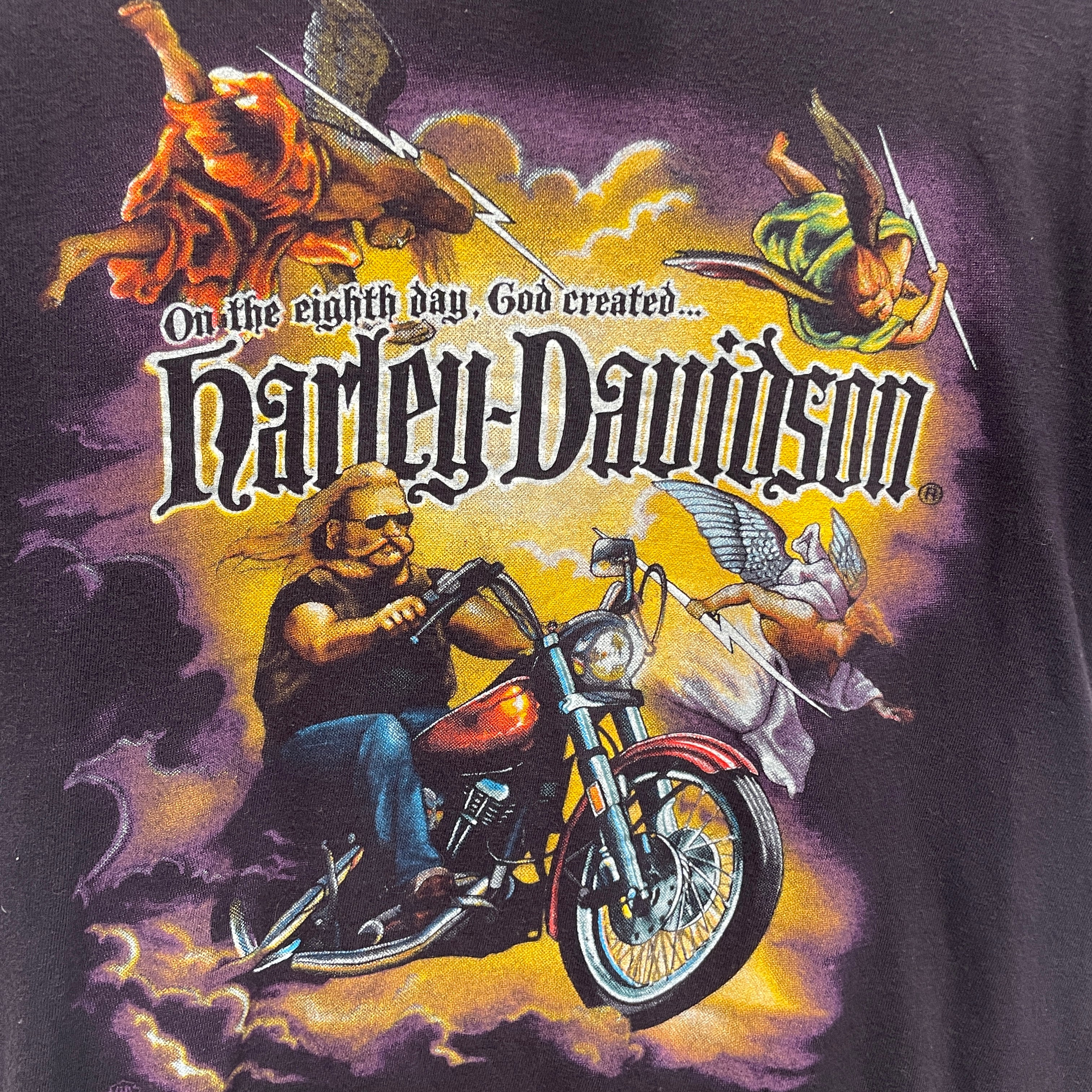 HARLEY DAVIDSON/T-Shirt/S/Cotton/BLK/GOD CREATED HARLEY view 4