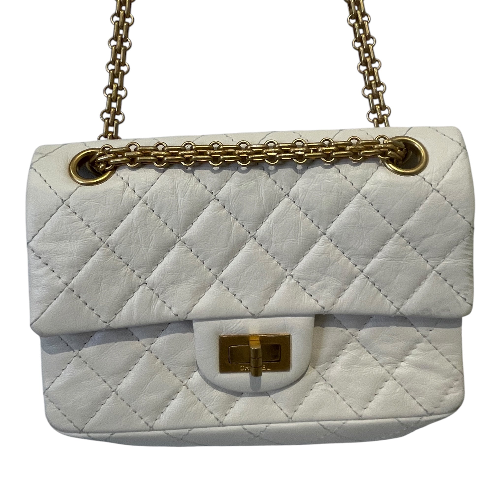 CHANEL/Cross Body Bag/Leather/WHT/GOLD HARDWARE AND CHAIN view 2