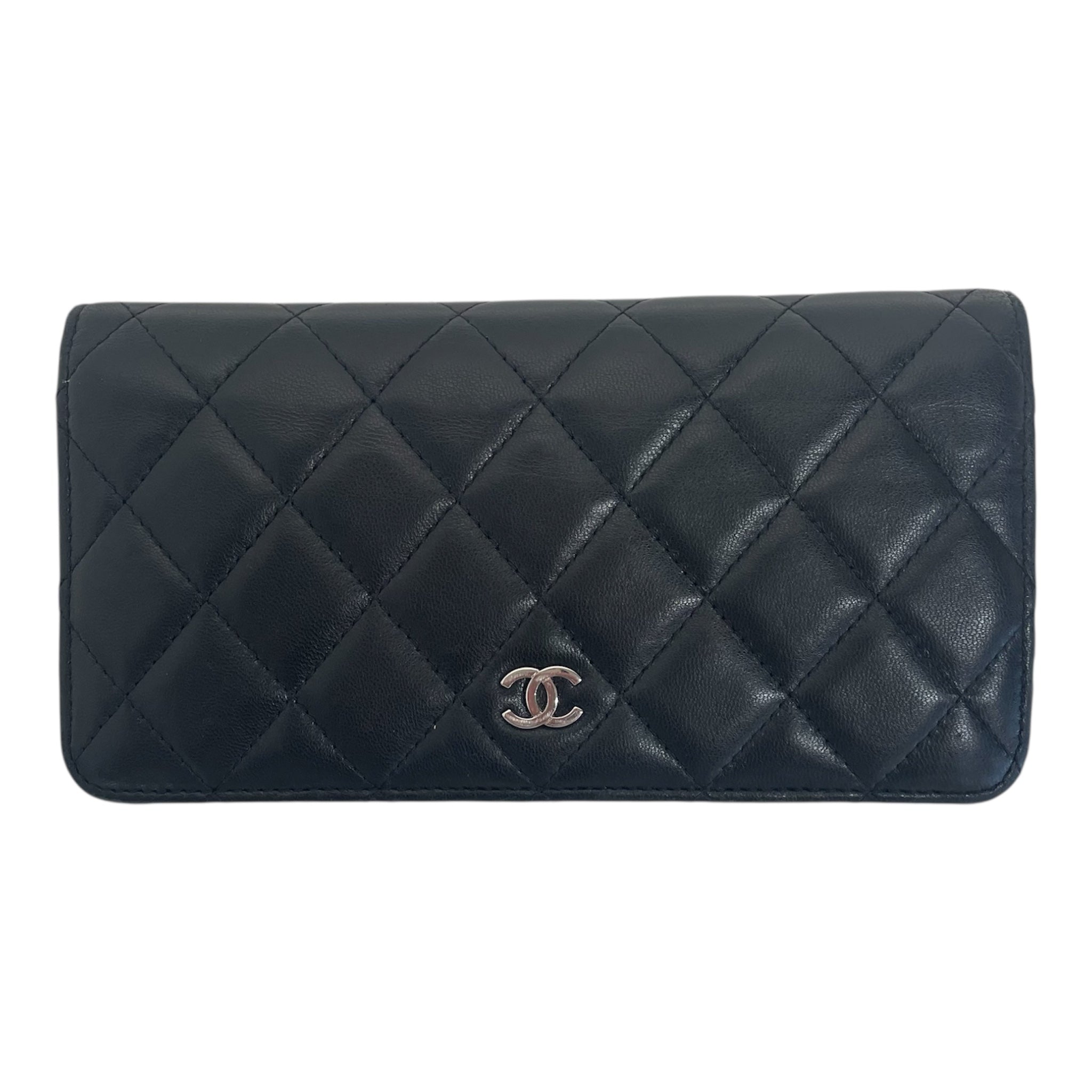 CHANEL/Bifold Wallet/Lambskin/BLK/Quilted Yen Wallet view 1