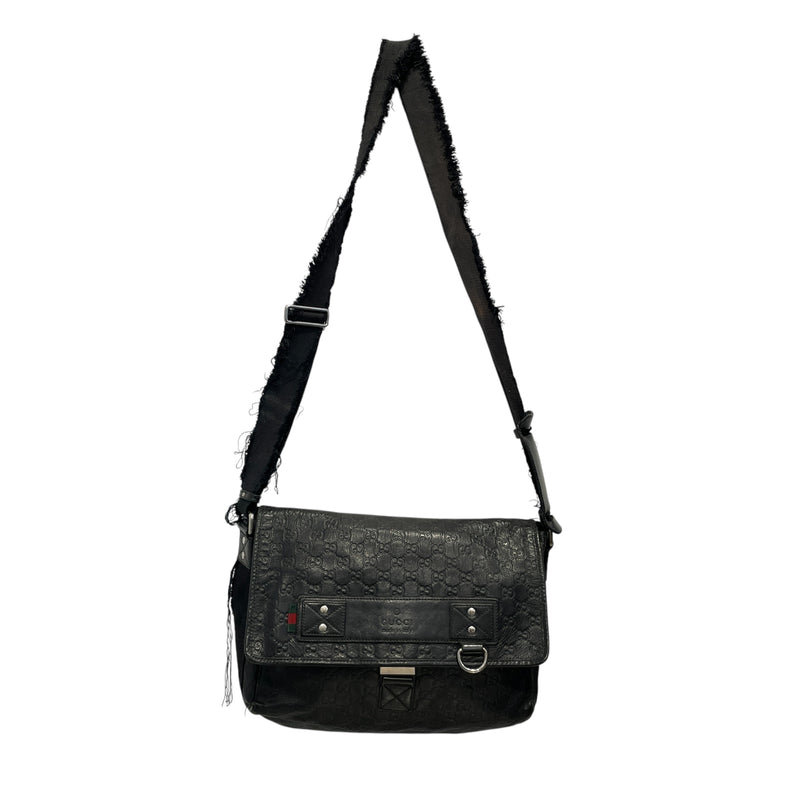 GUCCI/Cross Body Bag/OS/Monogram/Leather/BLK/GUCCISSIMA MESSENGER BAG