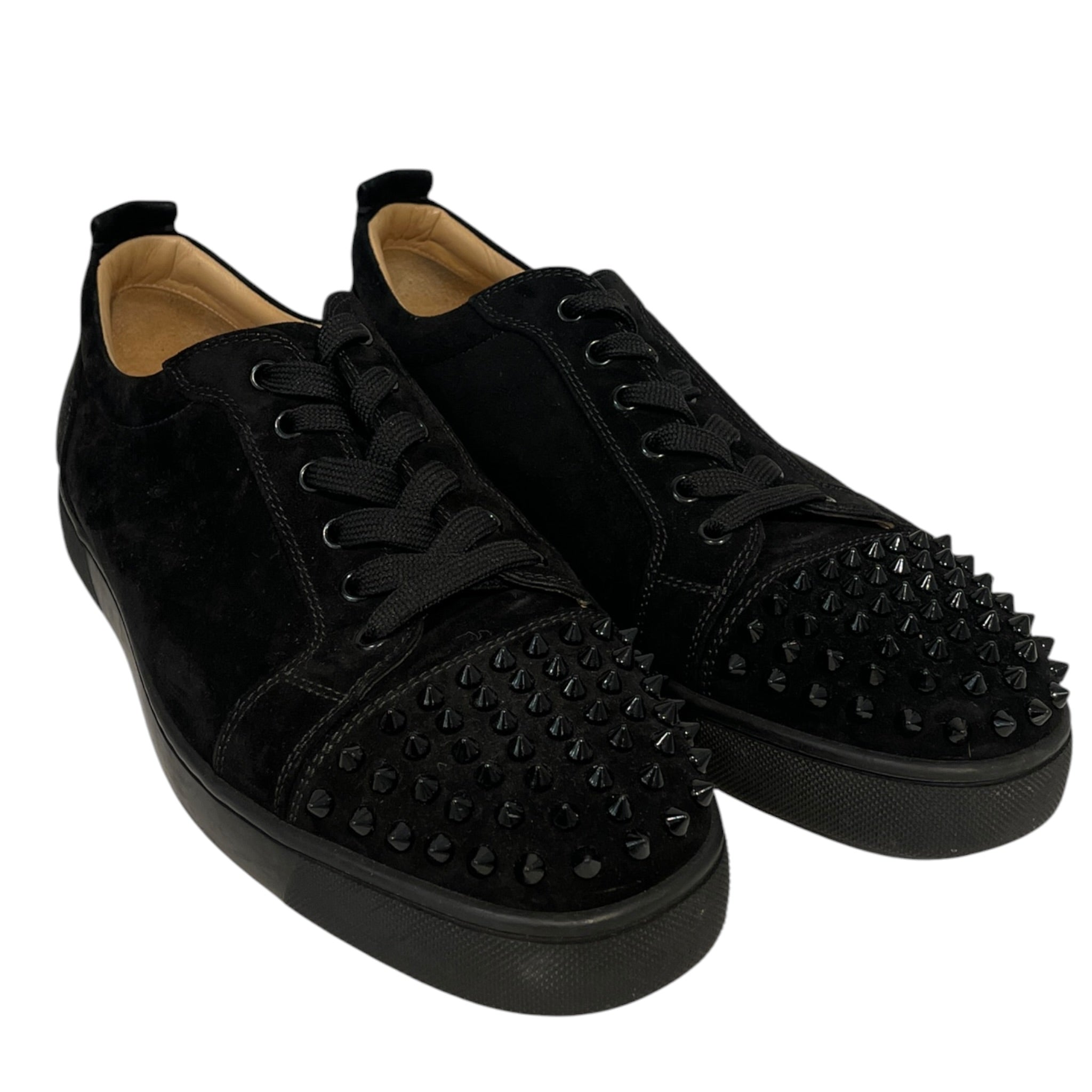 Christian Louboutin/Low-Sneakers/US 11/Suede/BLK/BLACK ON BLACK/SPIKES/RED BTTM view 1