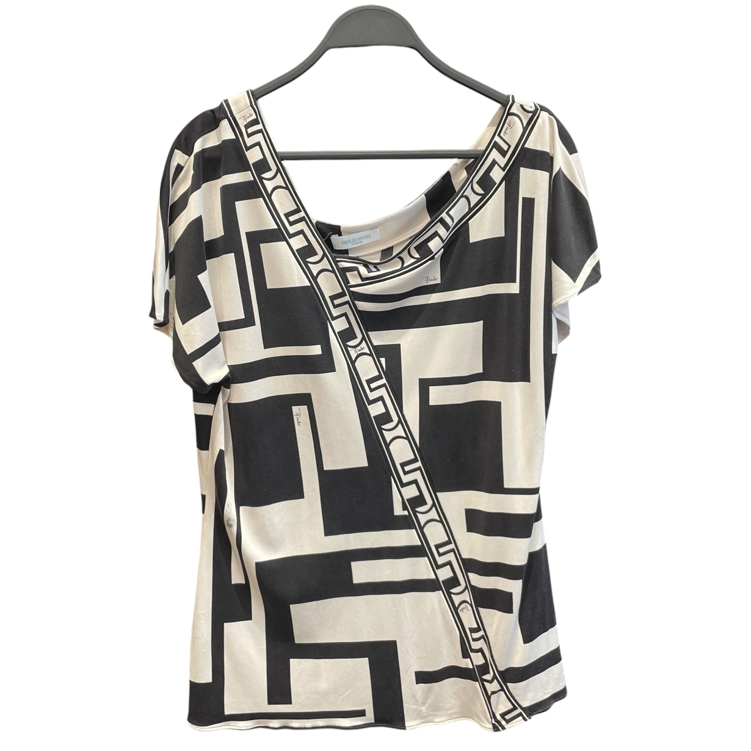 EMILIO PUCCI/Blouse/S/All Over Print/Silk/BLK/2000S TOP view 1