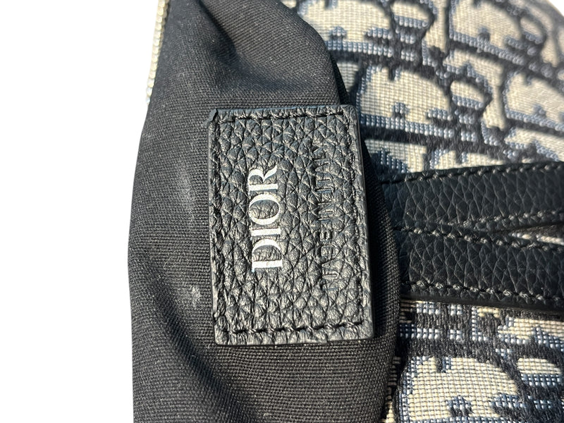 Christian Dior/Cross Body Bag/Monogram/Cotton/BLU/SADDLE BAG