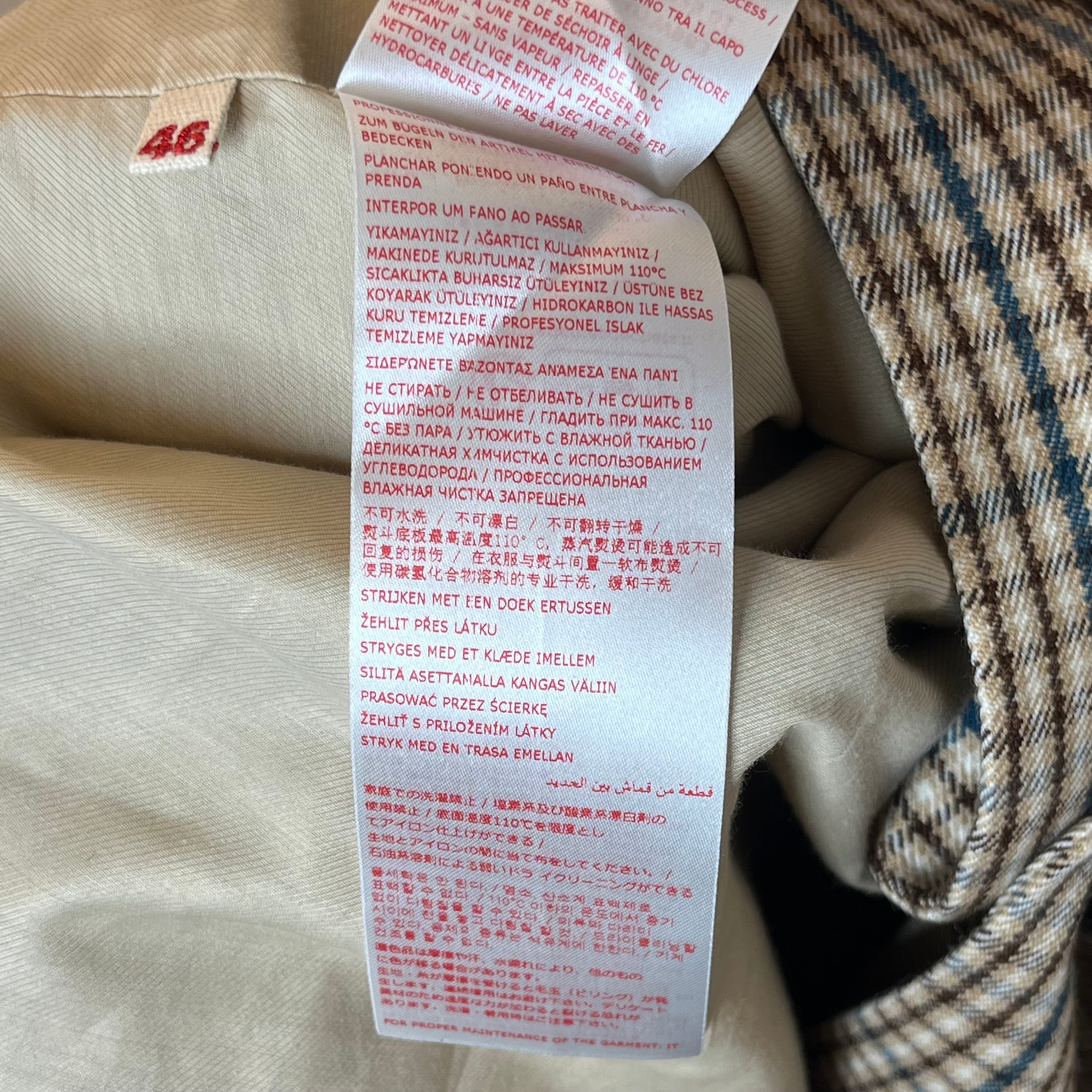 MARNI/Coat/46/Plaid/Wool/KHK/Single Breasted/Plaid Blue Suede Collar view 8