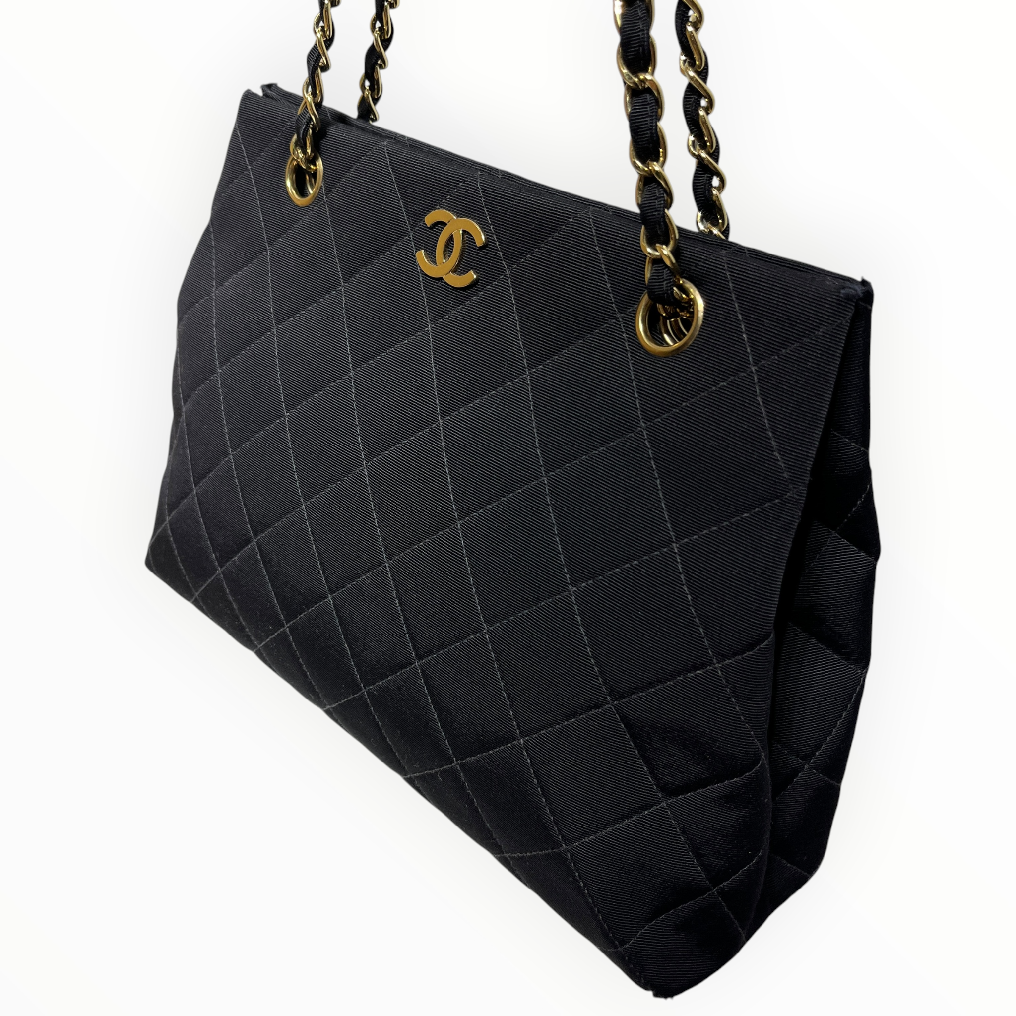 CHANEL/Cross Body Bag/Cotton/BLK/cc canvas tote view 6