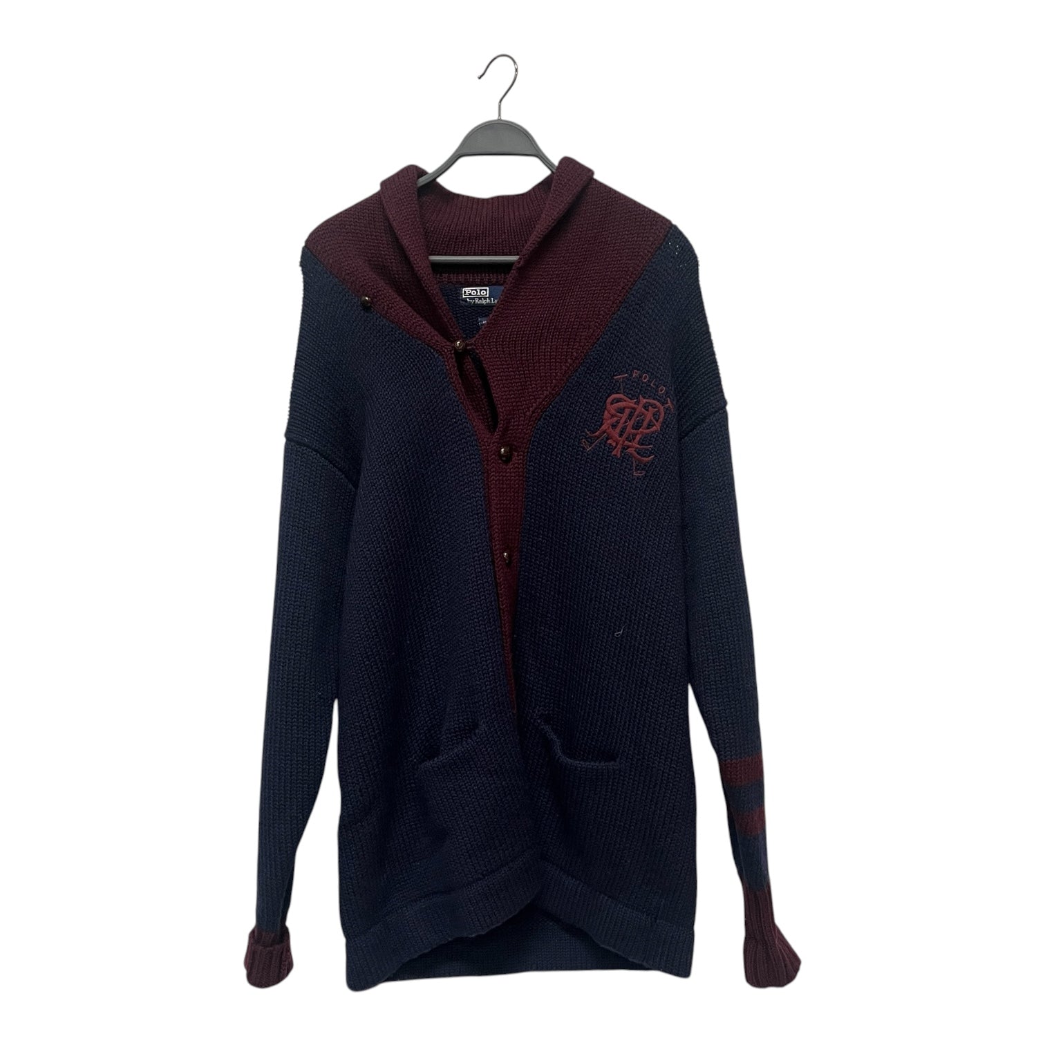 POLO RALPH LAUREN/Heavy Cardigan/L/Wool/NVY/CLUB EMBRO view 1