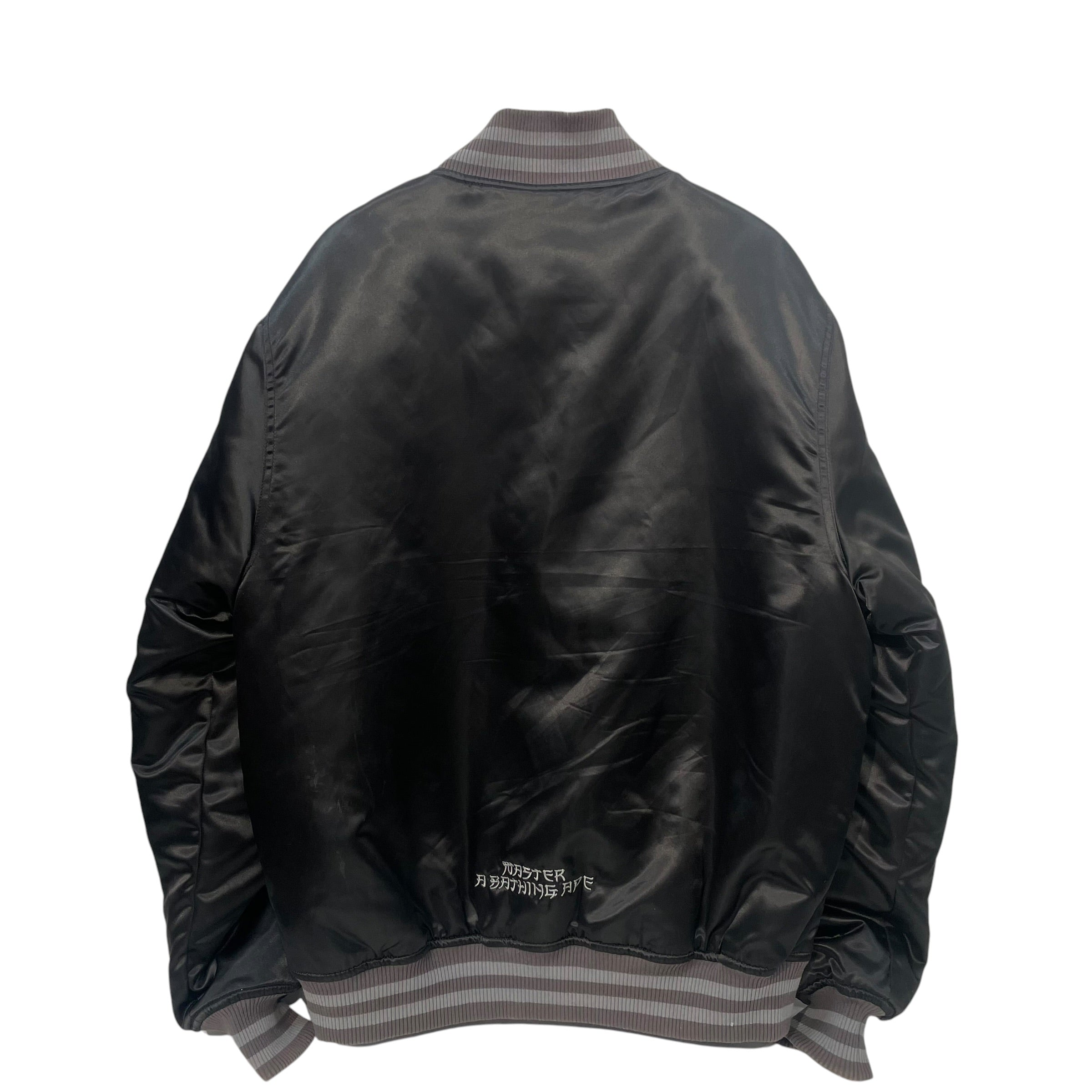 A BATHING APE/Souvenir Jkt/L/Silk/BLK/SATIN VARSITY JACKET view 2