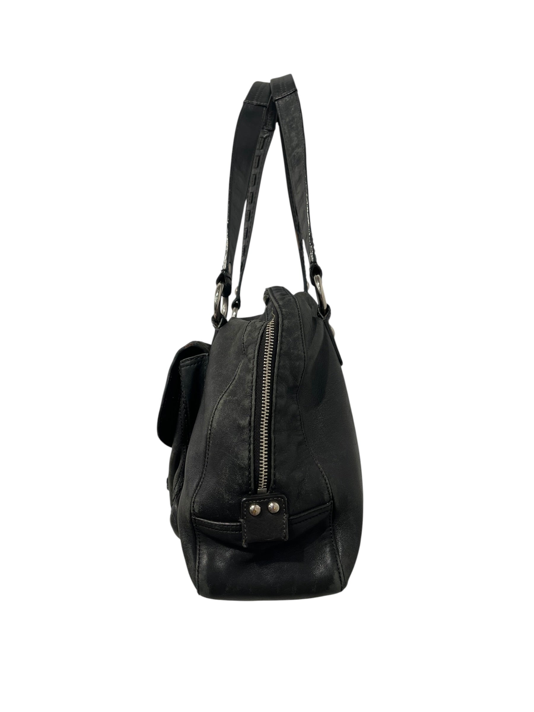 COACH/Bag/Leather/BLK/SILVER BUCKLE WEAVE STRAP view 3