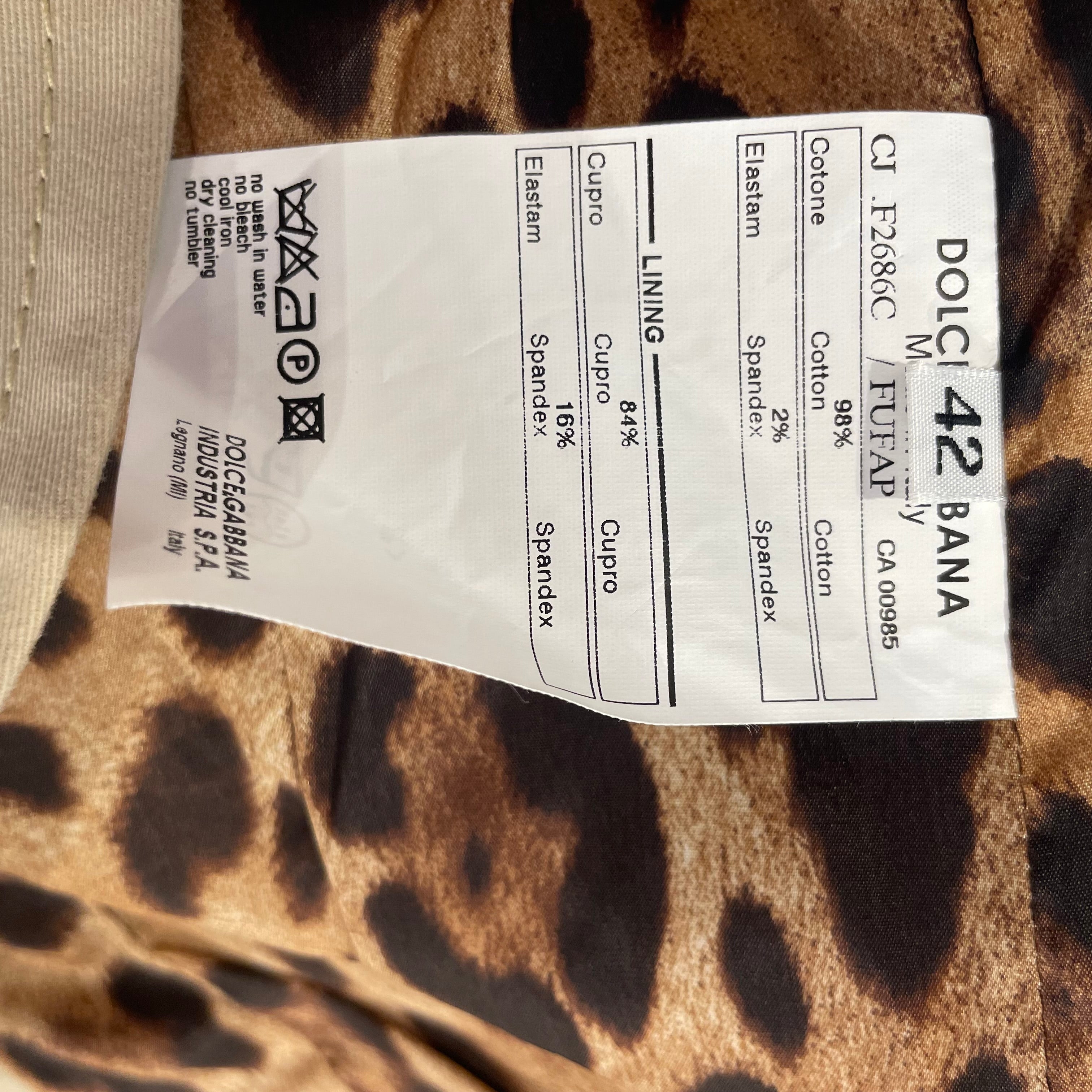DOLCE&GABBANA/Tailored Jkt/L/Cotton/CRM/BLAZER LEOPARD PRINT LINING view 4