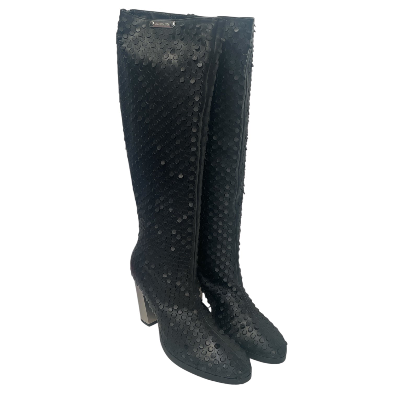 Helmut Lang/Long Boots/EU 41/Leather/BLK/hole punch view 1