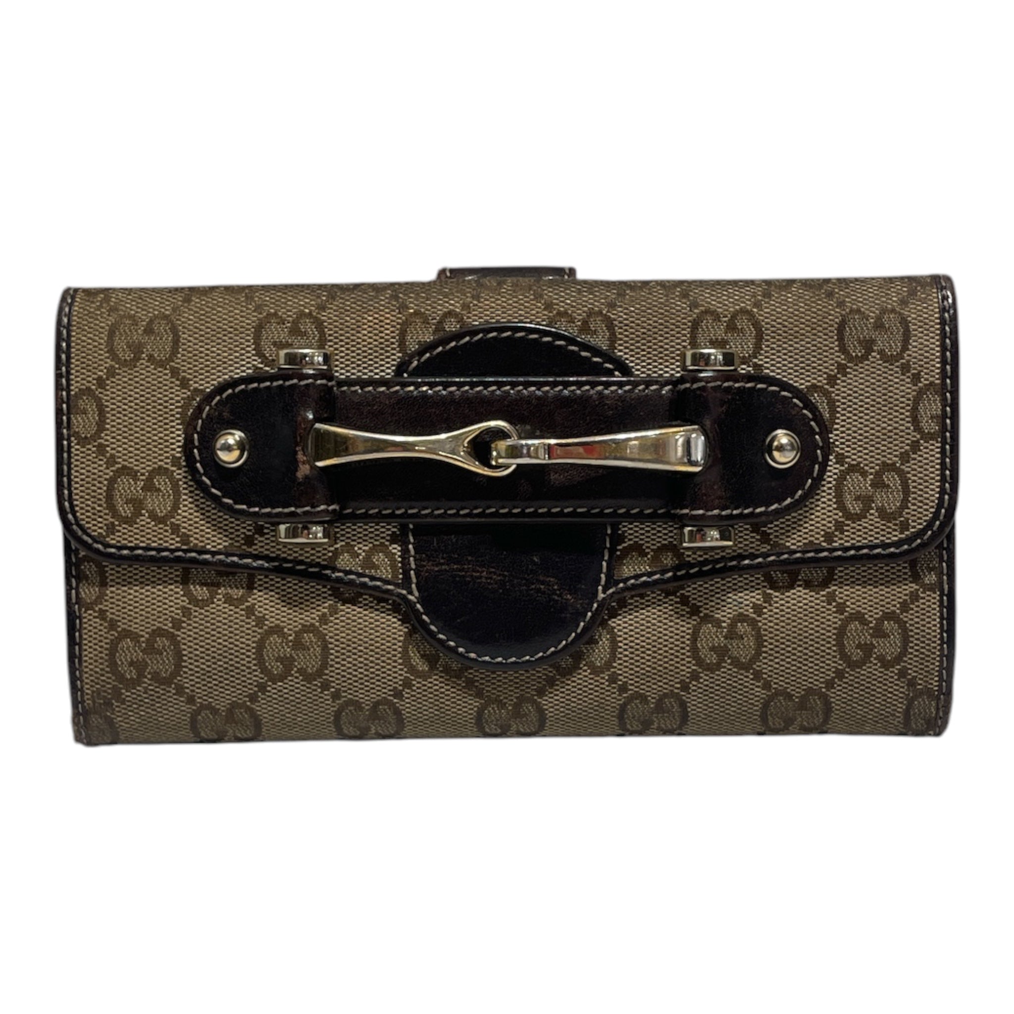 GUCCI/Long Wallet/Monogram/Cotton/KHK/L's/Continental Pelham Horsebit view 1