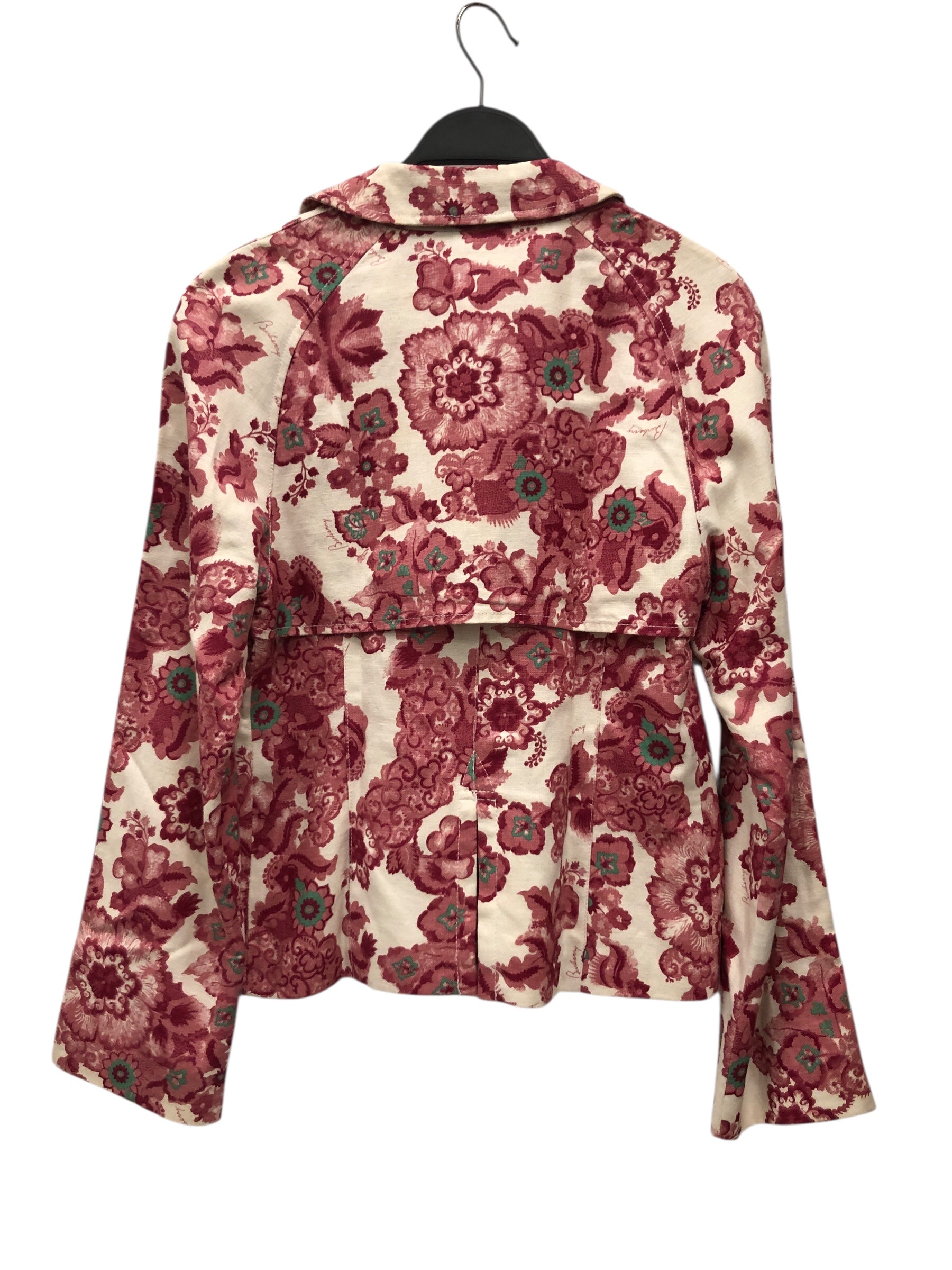 BURBERRY LONDON/Tailored Jkt/L/Floral Pattern/PNK/Double Breasted/LINEN BLEND view 2