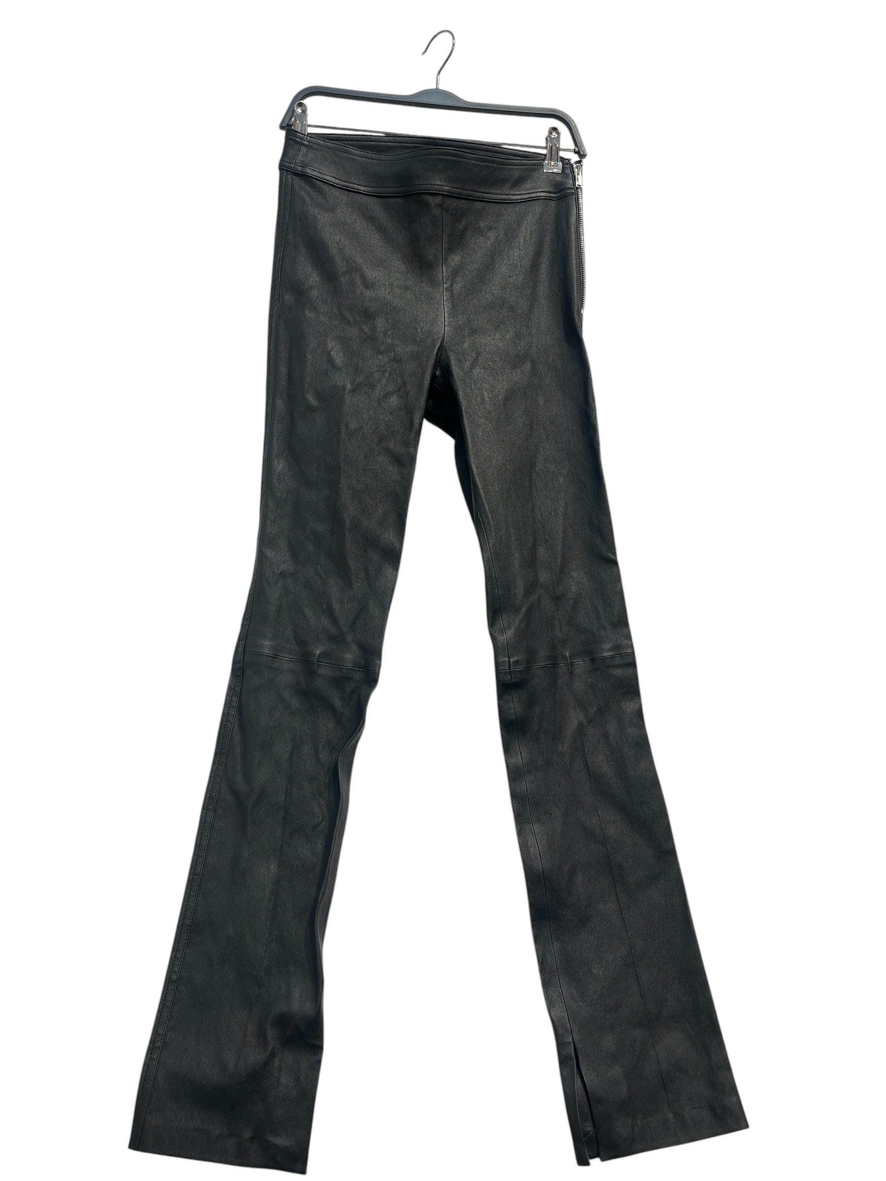 Helmut Lang/Straight Pants/6/Leather/BLK/LAMB LEATH3ER SIDE ZIP view 1