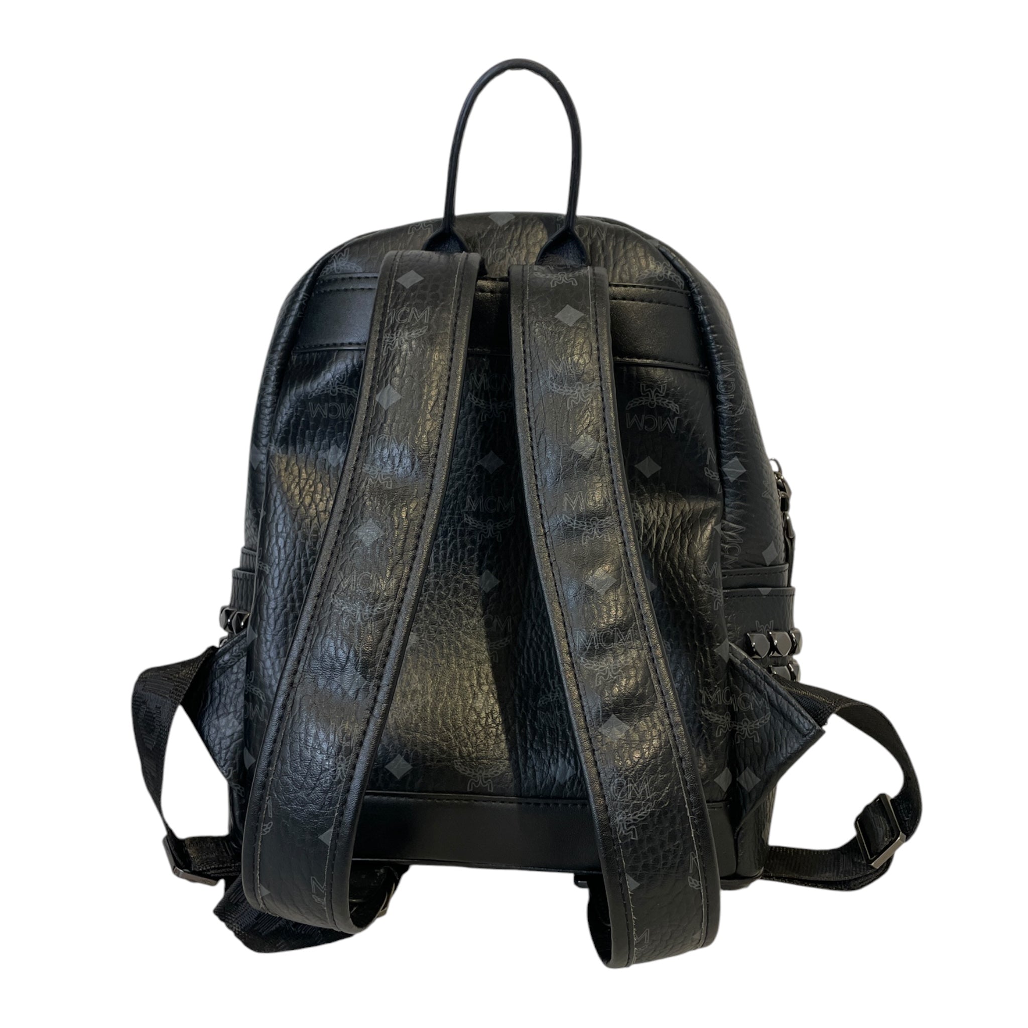 MCM/Backpack/Monogram/Leather/BLK/mcm small side studs view 2