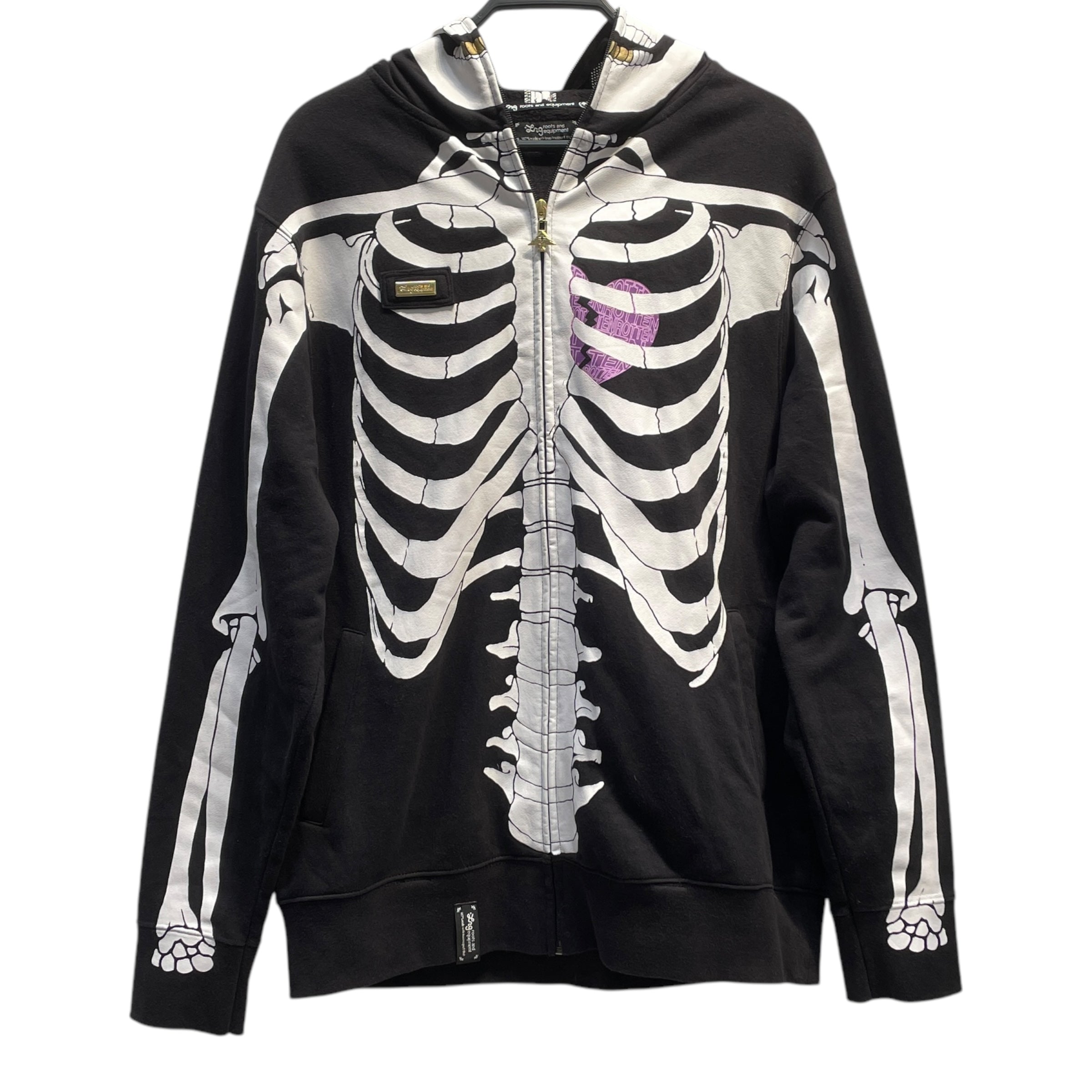 LRG/Zip Up Hoodie/L/All Over Print/Cotton/BLK/LRG SKELETON HOODIE ZIP BLK view 1