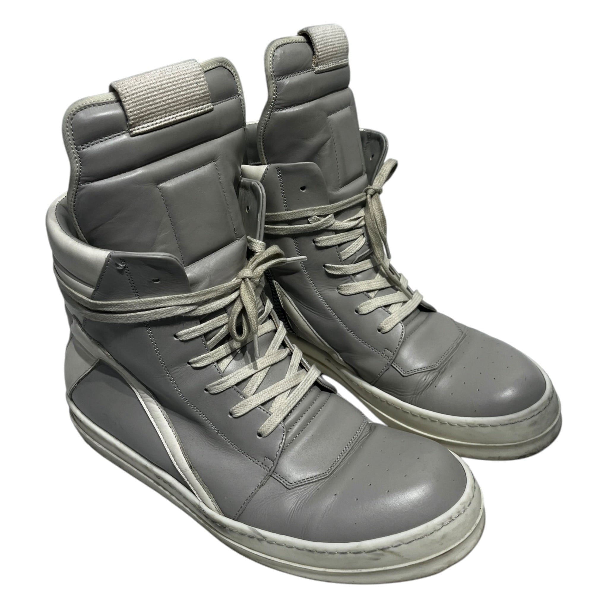 Rick Owens/Hi-Sneakers/EU 43/Leather/SLV/Geobaskets, Heel drag view 1