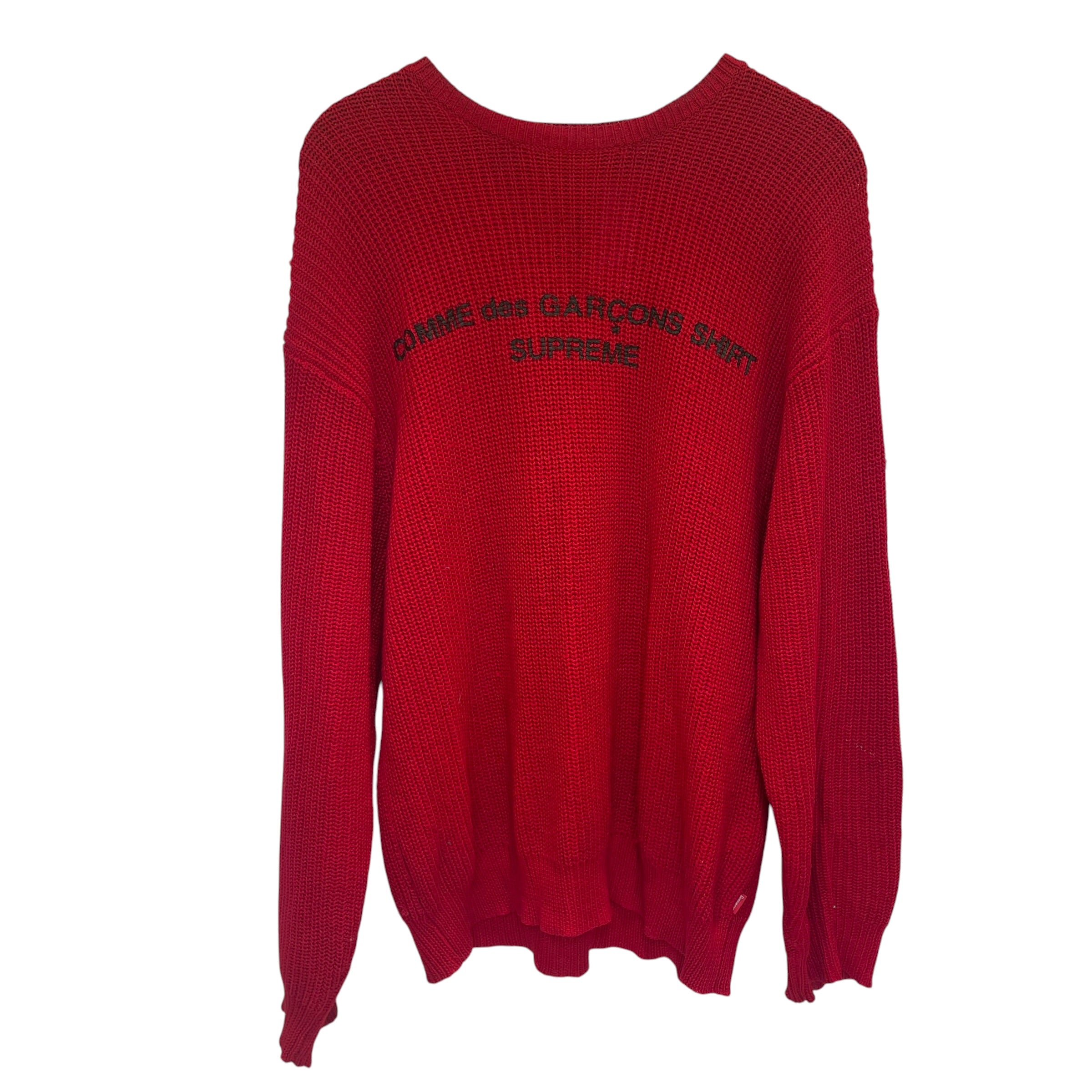 Supreme/COMME des GARCONS SHIRT/Sweater/M/Cotton/RED/BOTH BRANDS ON FRONT IN BLK view 1