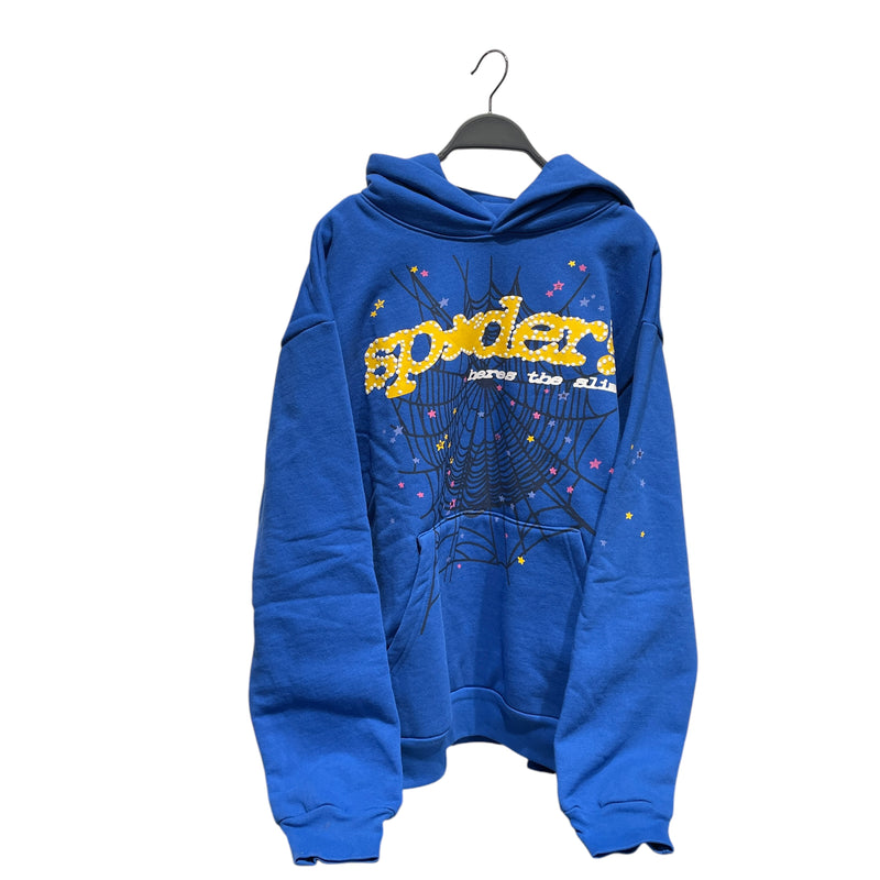 Sp5der/Hoodie/L/Cotton/BLU/Puff Print Logo Hoodie