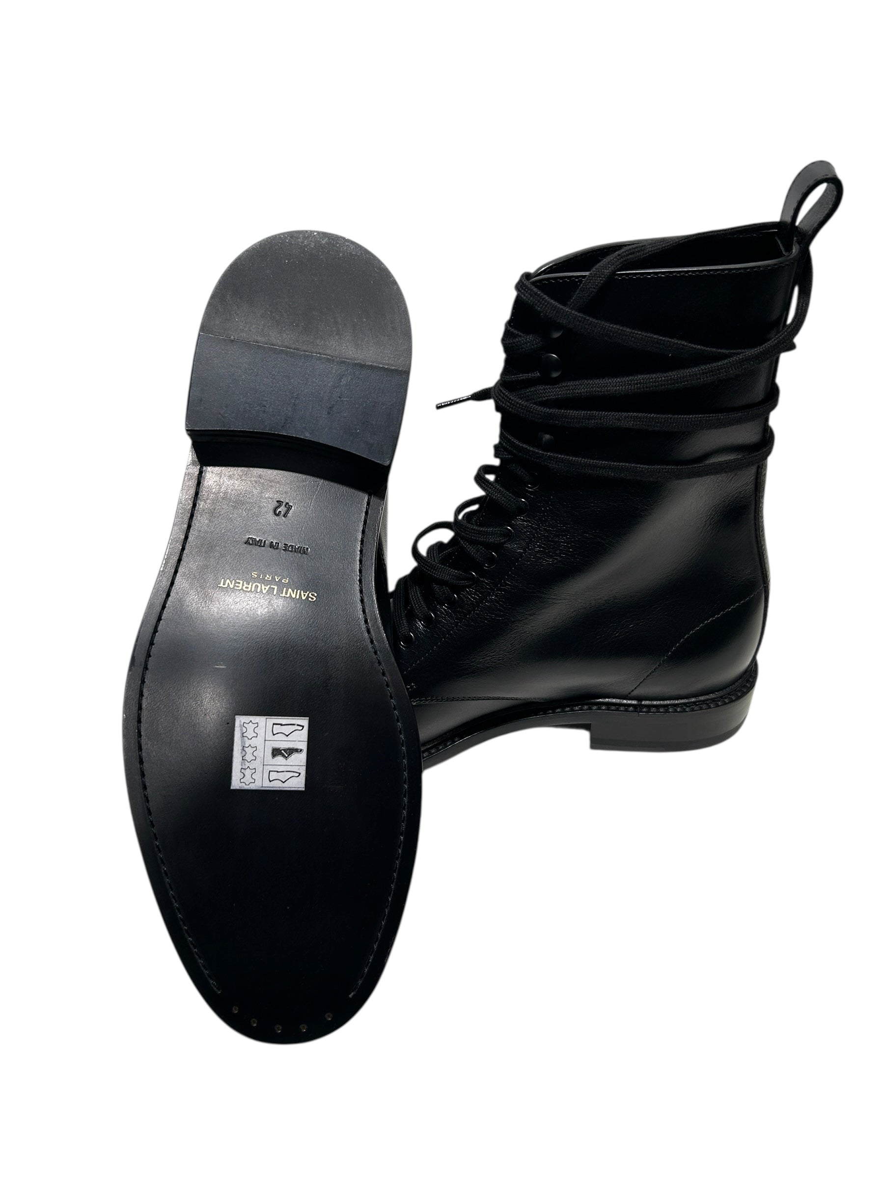 SAINT LAURENT/Boots/EU 42/Leather/BLK/LACE UP BLACK BOOTS view 5