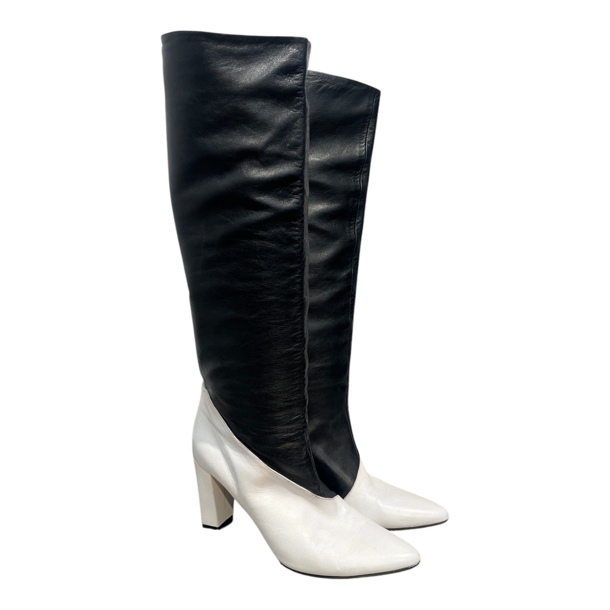 BALLY/Long Boots/US 8.5/Leather/BLK/BLACK UPPER-WHITE BODY view 1