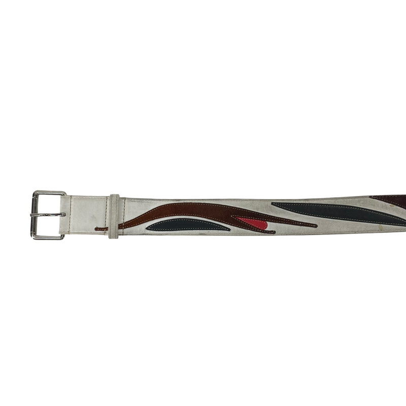 LANVIN/Belt/Leather/WHT/BLK + MAROON FELT