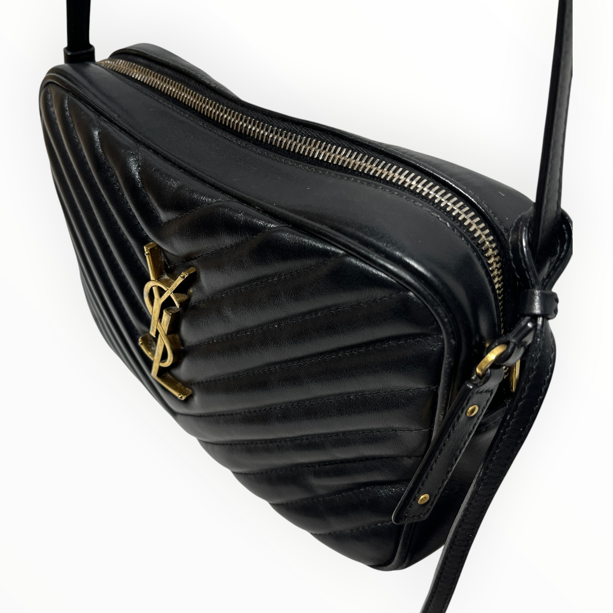 YVES SAINT LAURENT/Cross Body Bag/Leather/BLK/gold accent tassel view 6
