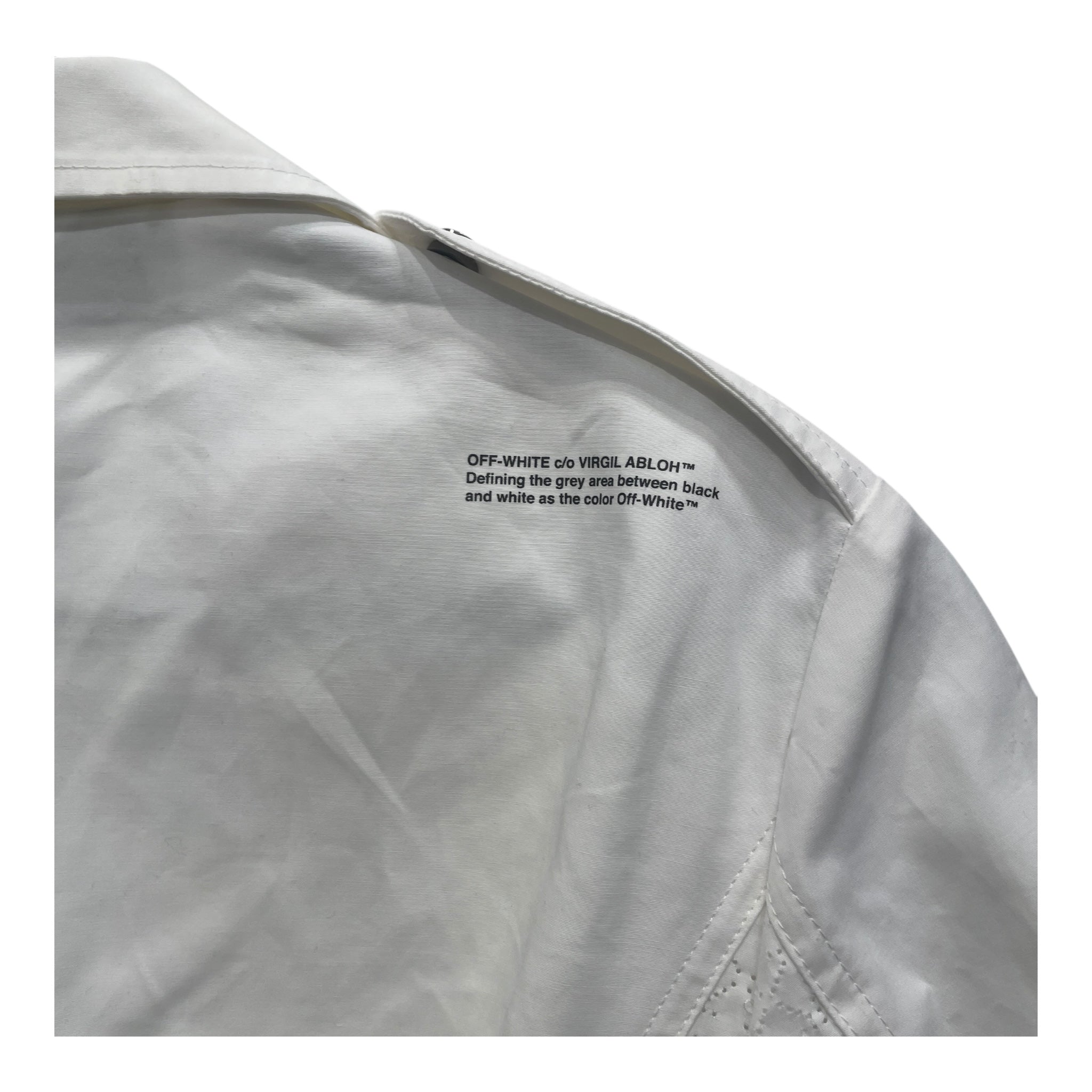 OFF-WHITE/Tailored Jkt/42/Cotton/WHT/LASER CUIT WAIST TIE COAT view 7