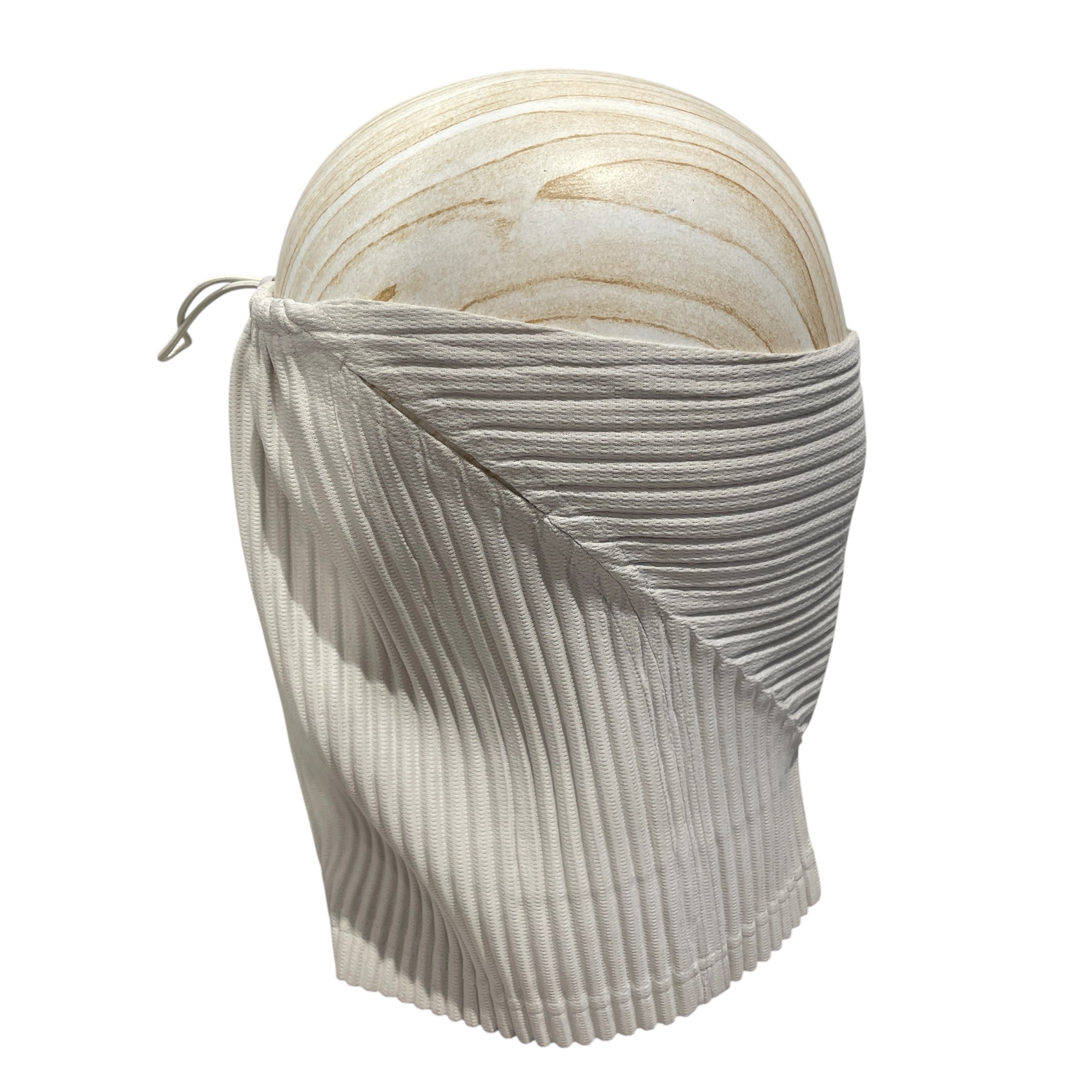 ISSEY MIYAKE/Headwear/OS/CRM/pleated tube face covering view 2