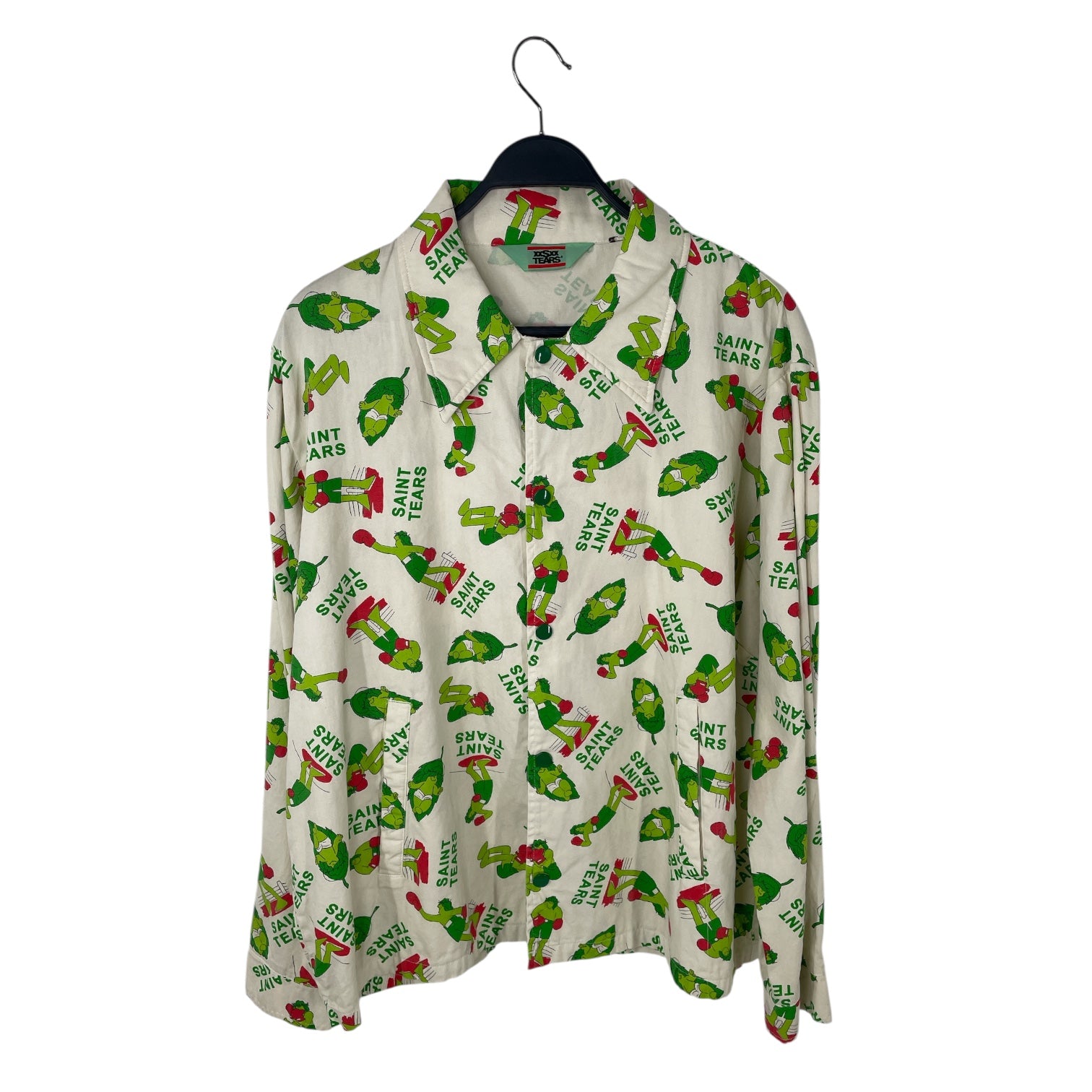 SAINT TEARS/LS Shirt/L/Cotton/GRN/All Over Print/BOXING GREEN view 1