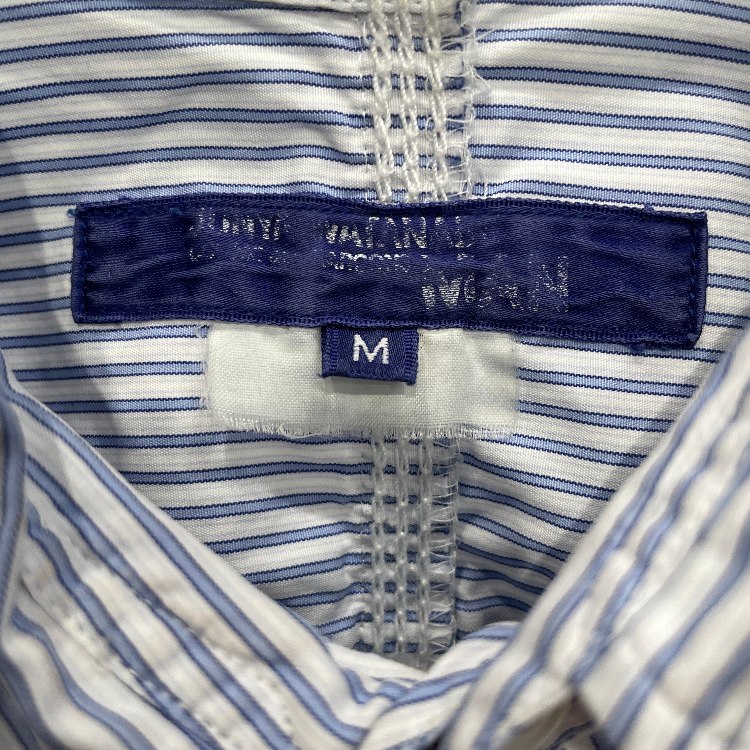 JUNYA WATANABE COMME des GARCONS MAN/LS Shirt/M/Cotton/BLU/Stripe/SINCHED WAIST DETAIL view 3