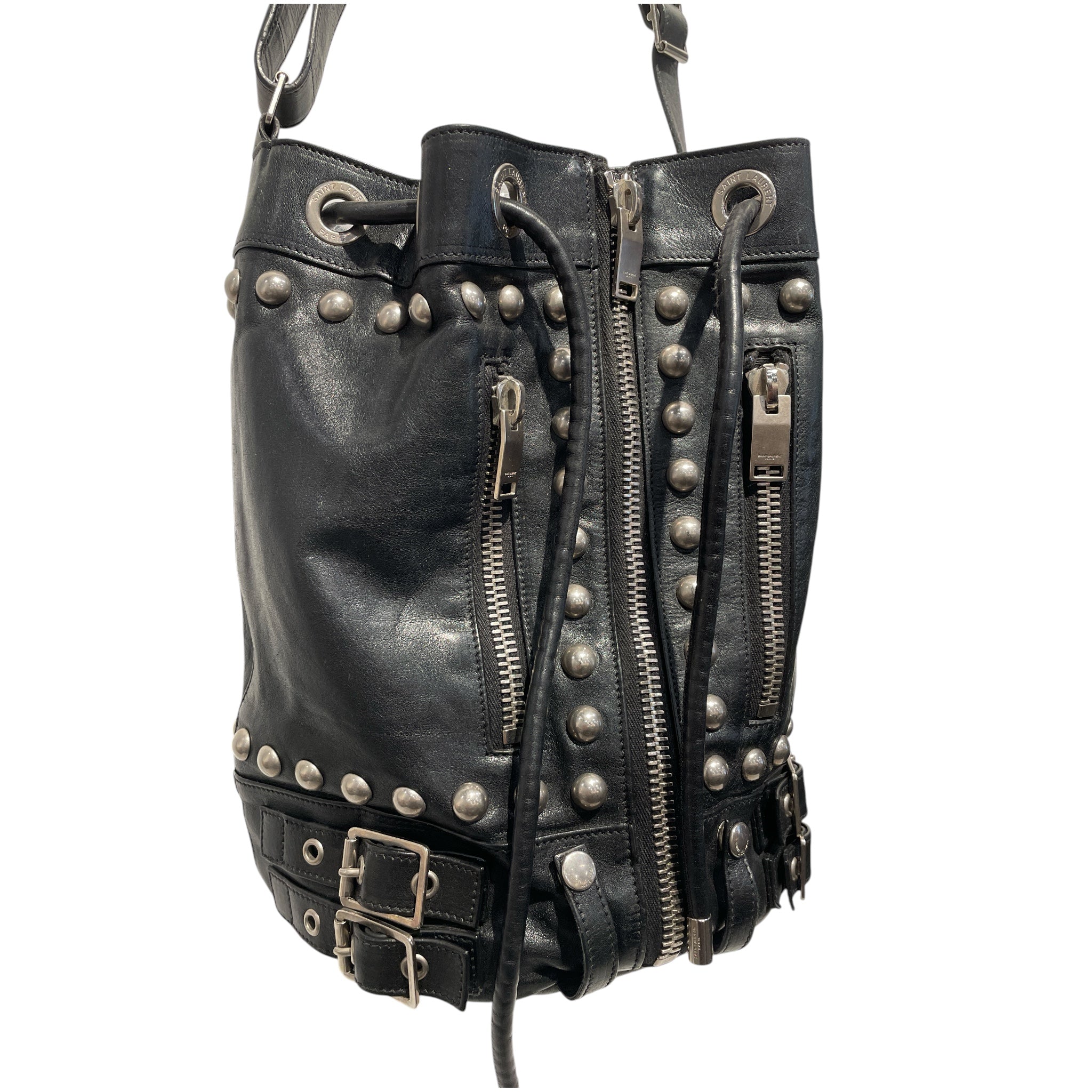 SAINT LAURENT/Bag/Leather/BLK/RIDER BUCKET BAG view 3