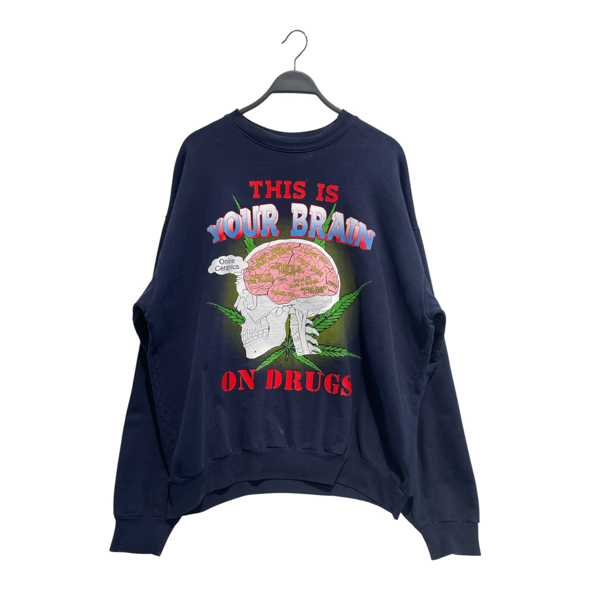 Online Ceramics/Sweatshirt/XL/Graphic/Cotton/NVY/This is your brain on drugs view 1