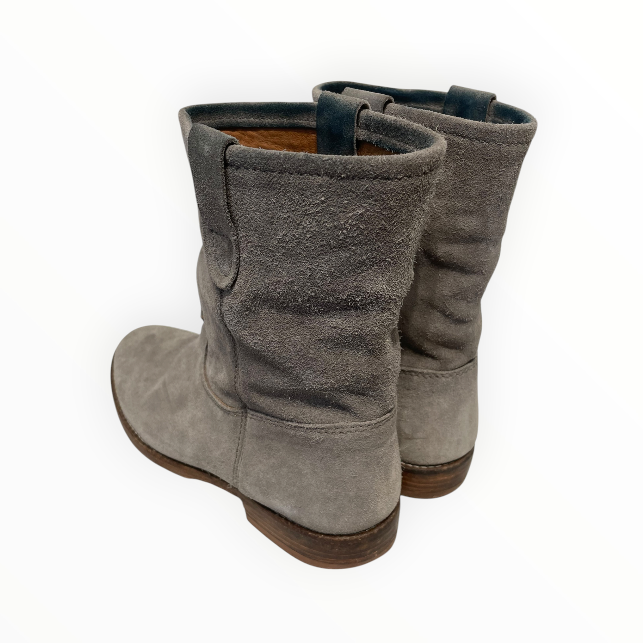 ISABEL MARANT/Boots/EU 38/Suede/GRY/western short boot view 2