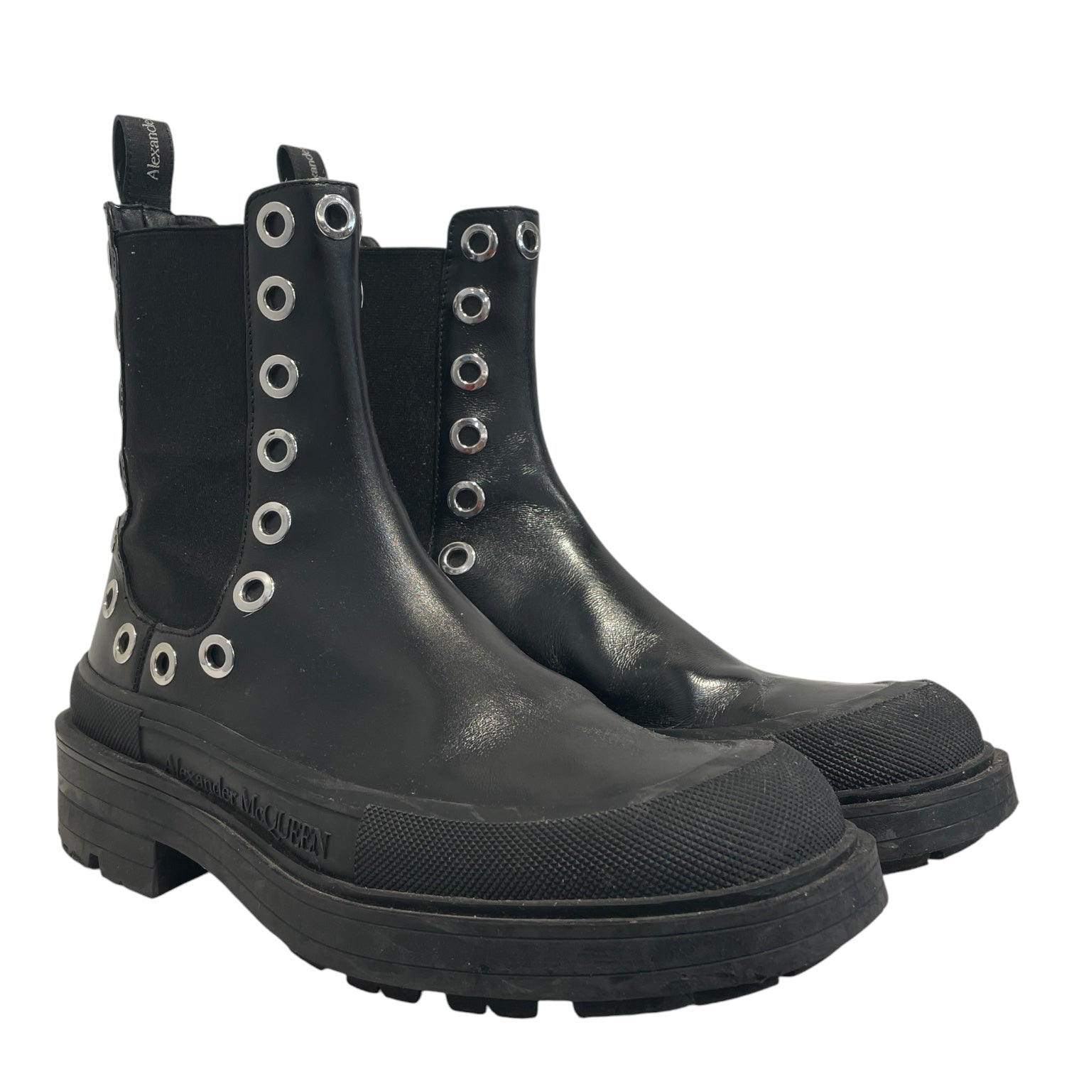 Alexander McQueen/Pull-On Boots/EU 44/Leather/BLK/Tread Slick Ankle Eyelet Boot view 1