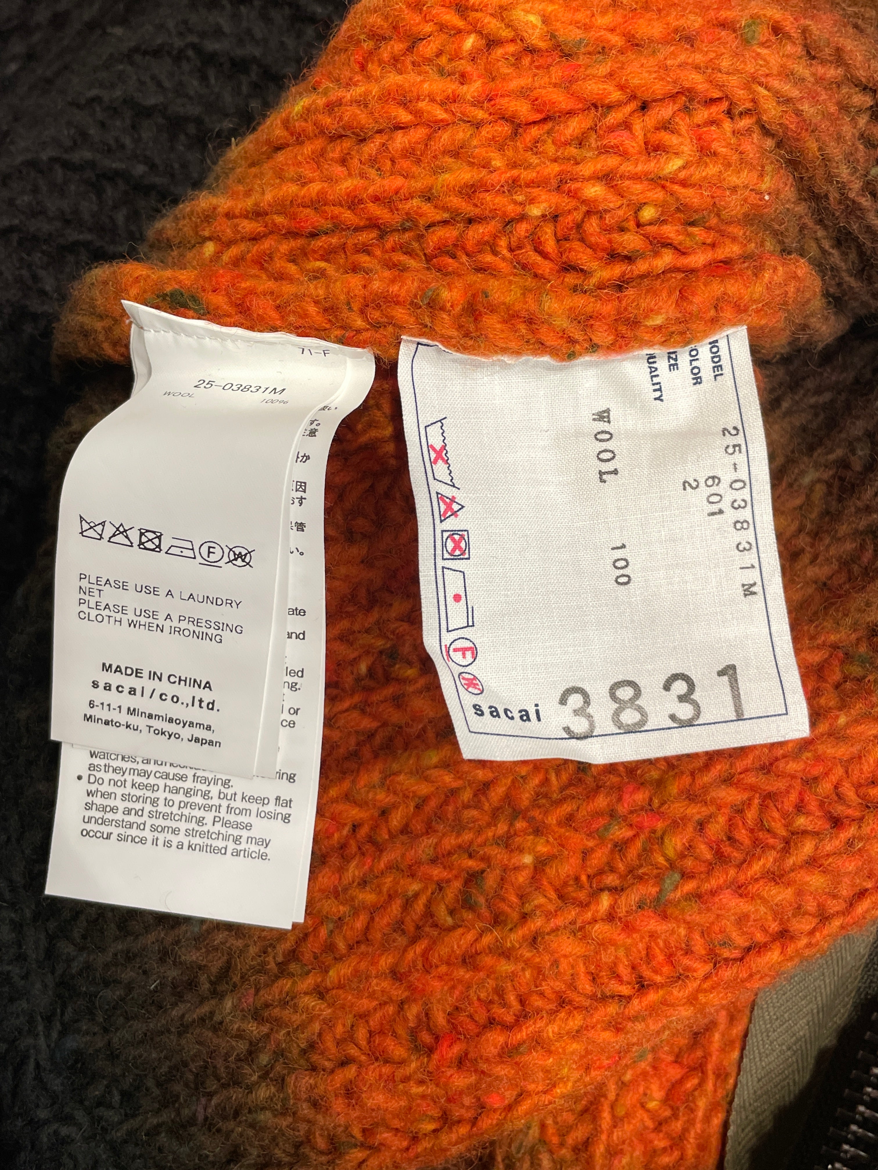 Sacai/Heavy Cardigan/2/Border/Wool/MLT/Garment Dye Wool Knit view 3
