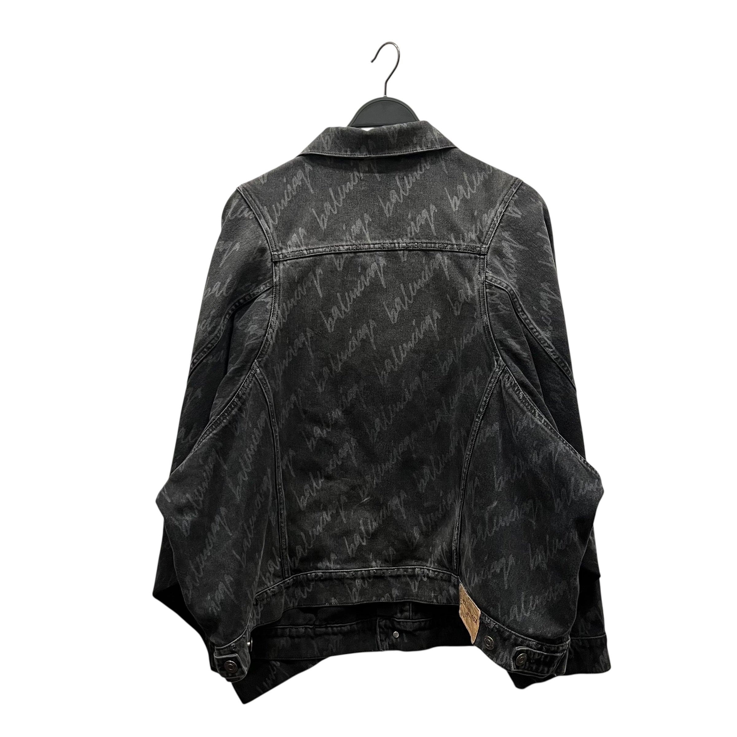 BALENCIAGA/Denim Jkt/40/Cotton/BLK/ALL OVER LOGO view 2
