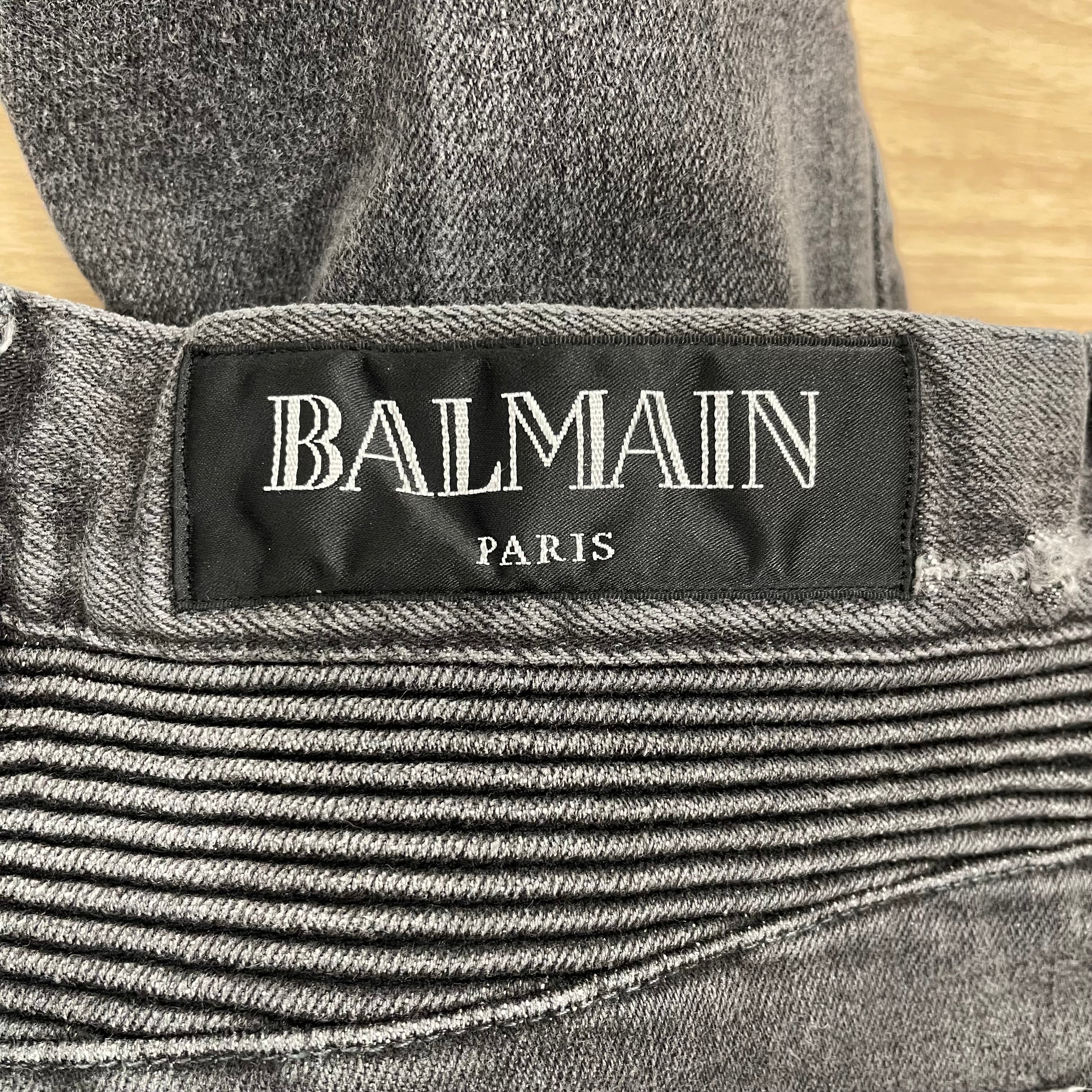 BALMAIN/Skinny Pants/30/Denim/GRY/DISTRESSED MOTO view 3