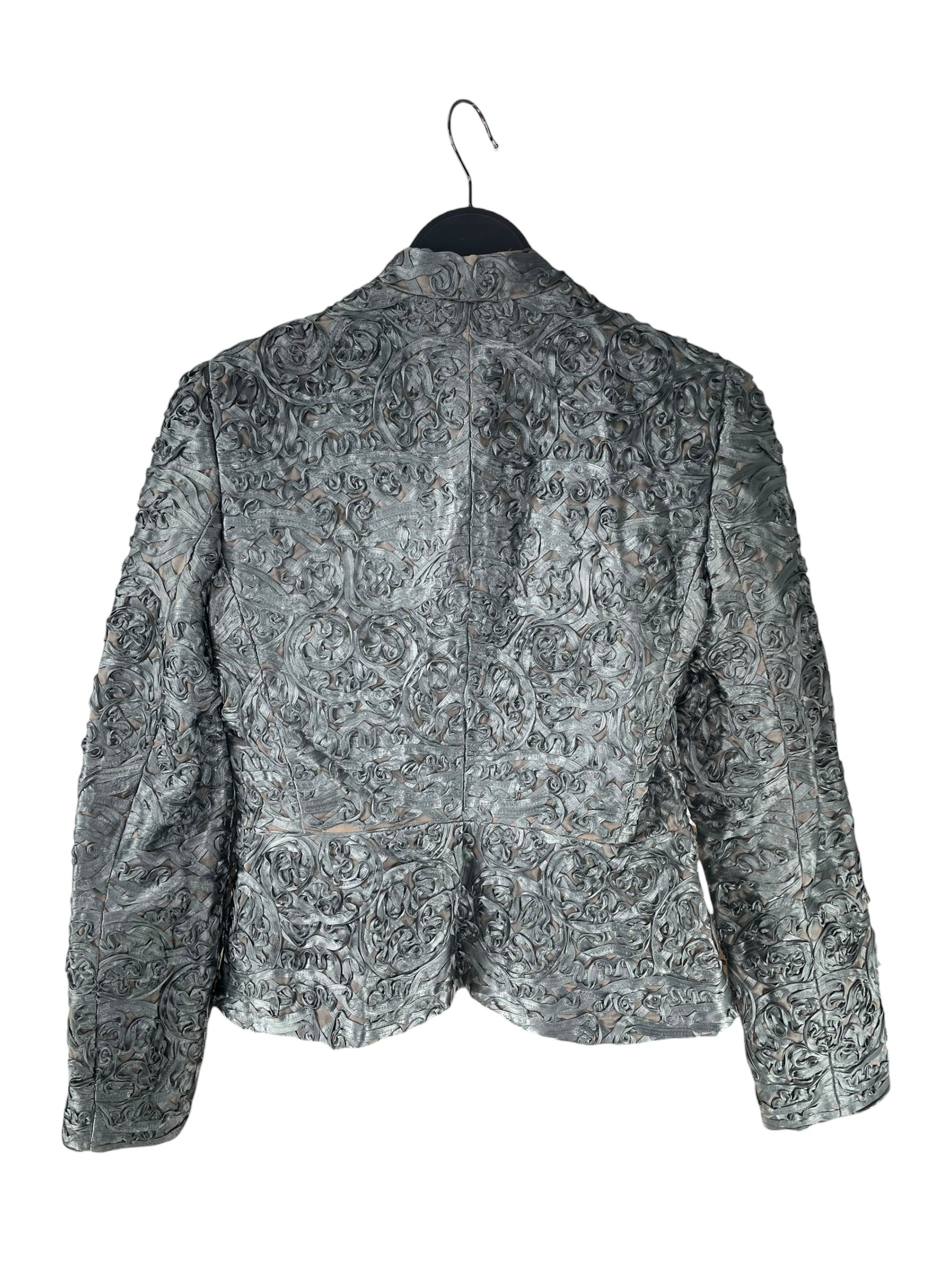 ARMANI COLLEZIONI/Tailored Jkt/XXS/All Over Print/Silk/SLV/RN 103723 ALL OVER SLVR JKT view 2