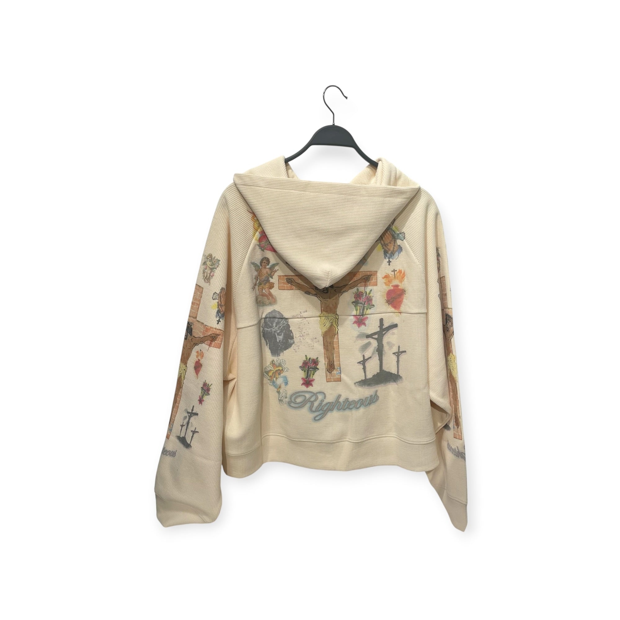 RIGHTEOUS/Zip Up Hoodie/L/Cotton/WHT/JESUS PRINT view 2