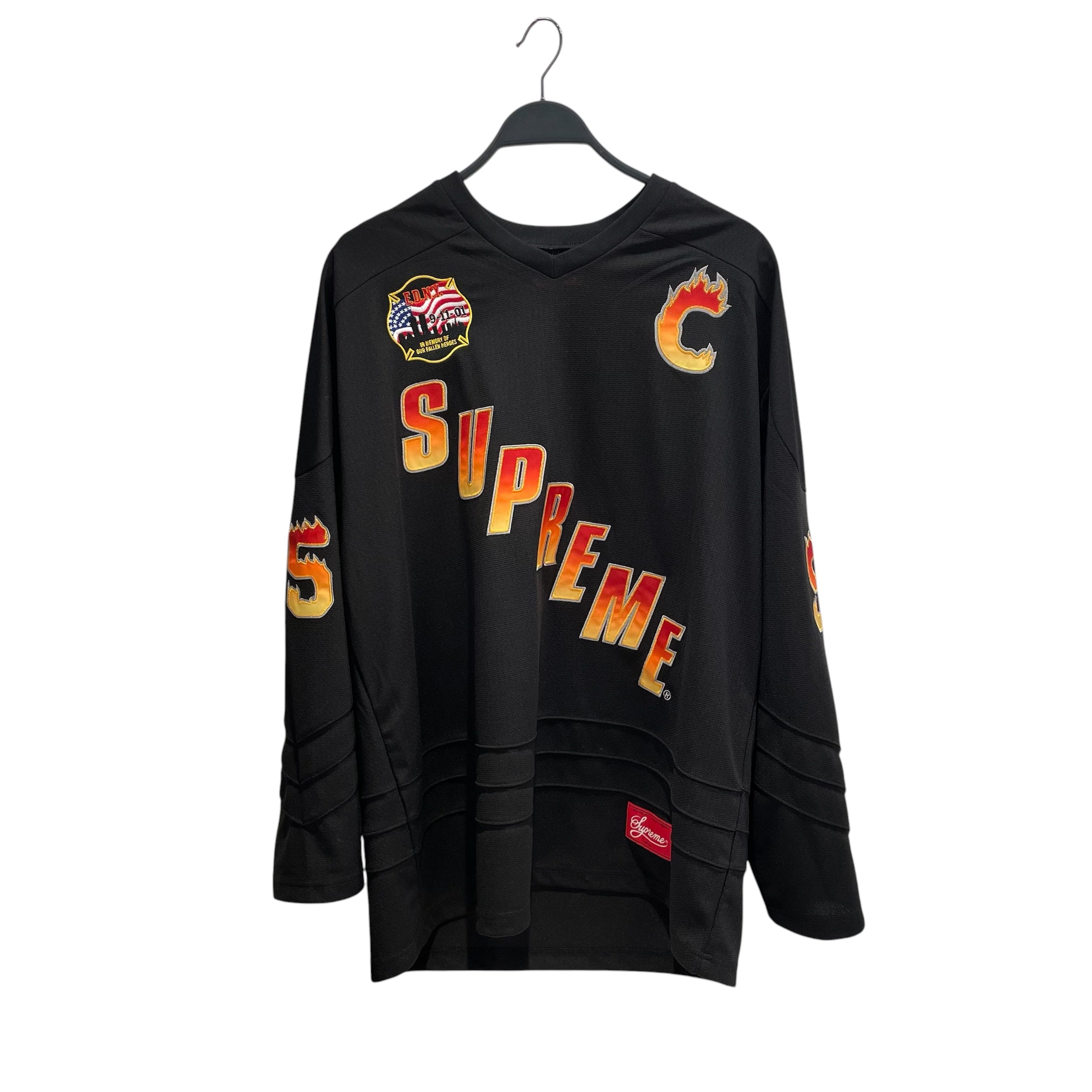 Supreme/Heavy Sweater/L/All Over Print/Polyester/BLK/Oversize/FDBNY HOCKEY JERSEY view 1
