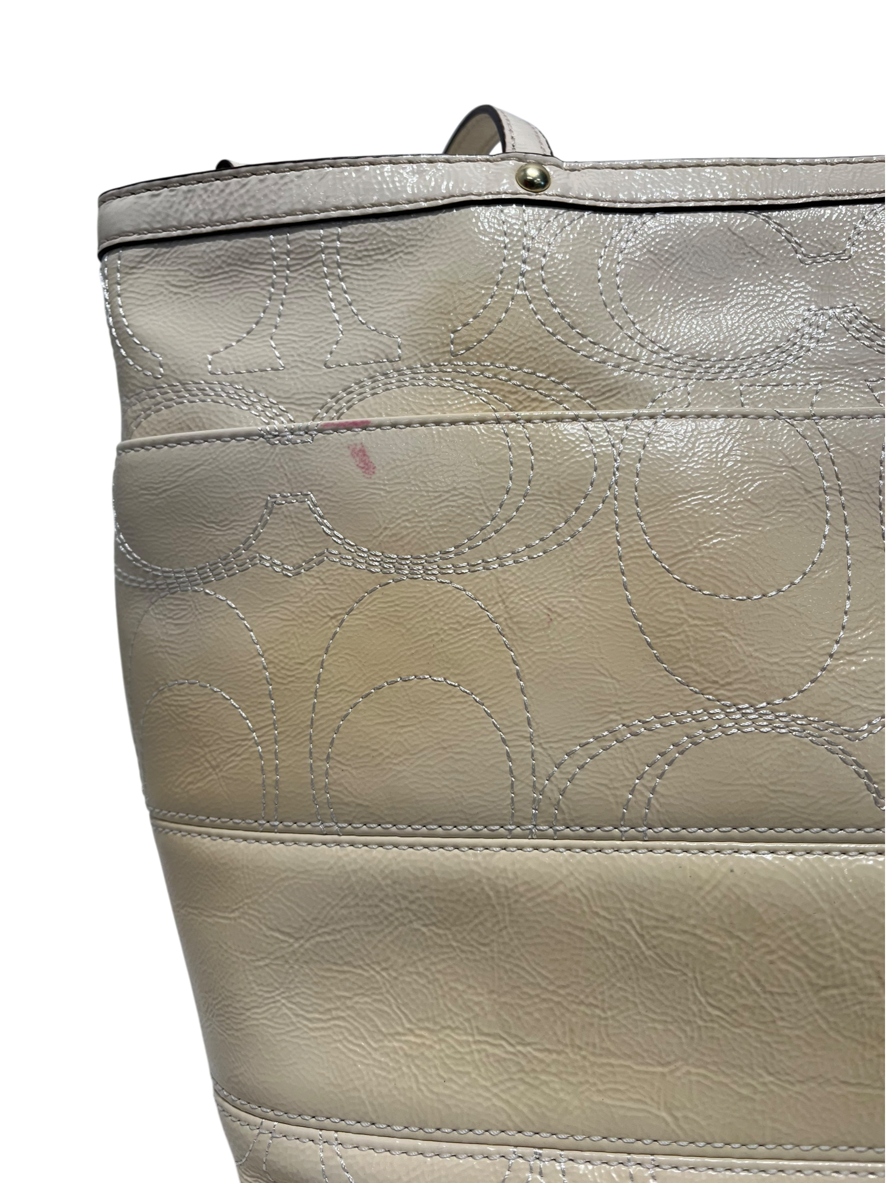 COACH/Tote Bag/Leather/YEL/Patent Yellow Stitch view 6