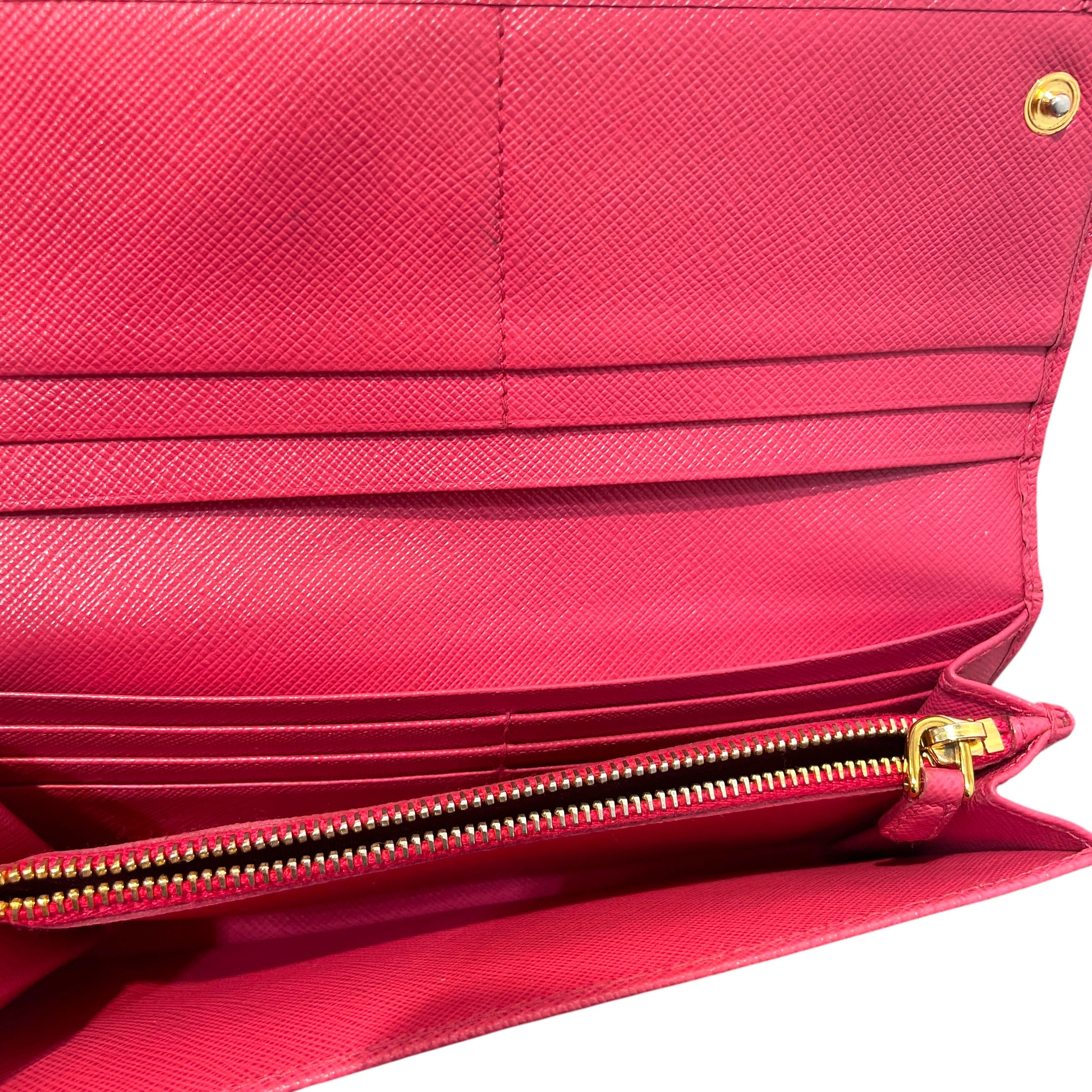 PRADA/Long Wallet/Leather/PNK/L's/Saffiano Ribbon Wallet view 3