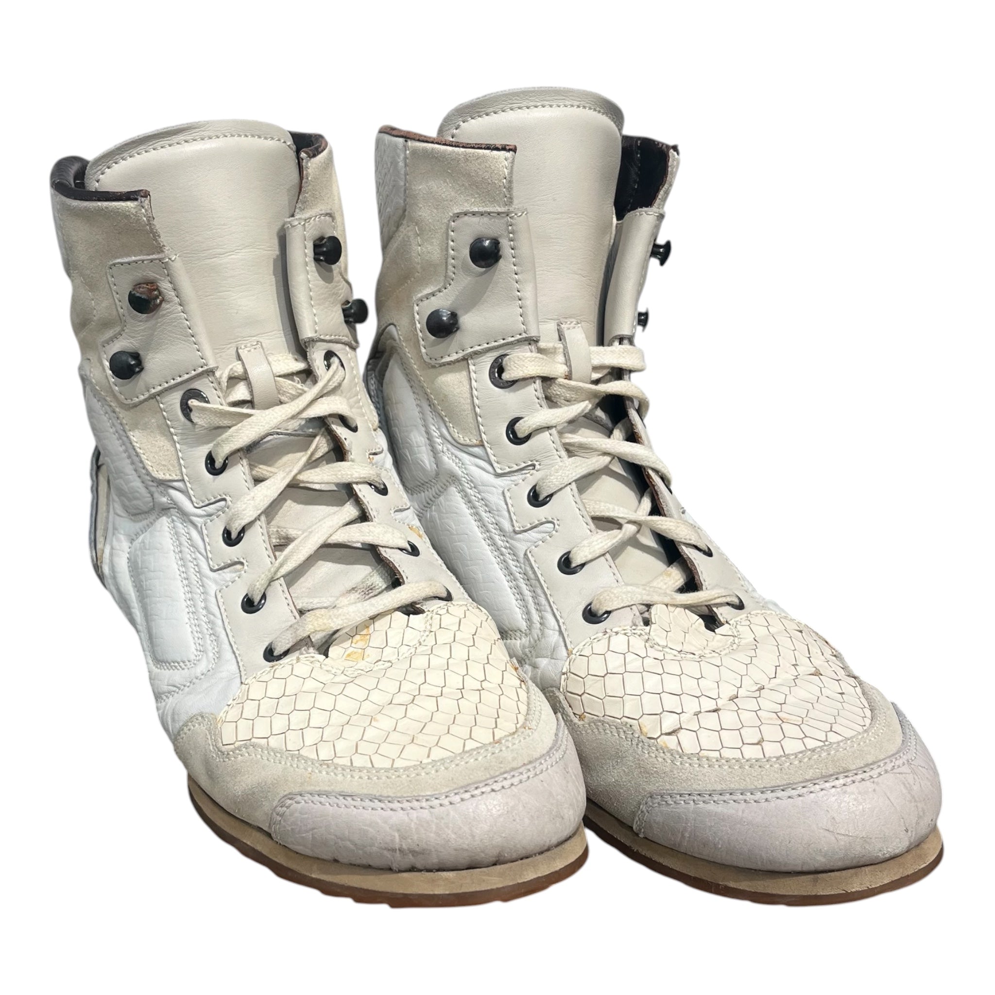 LANVIN/Hi-Sneakers/US 12/Lambskin/CRM/BOXING SHOE-EMBOSSED TOE view 1